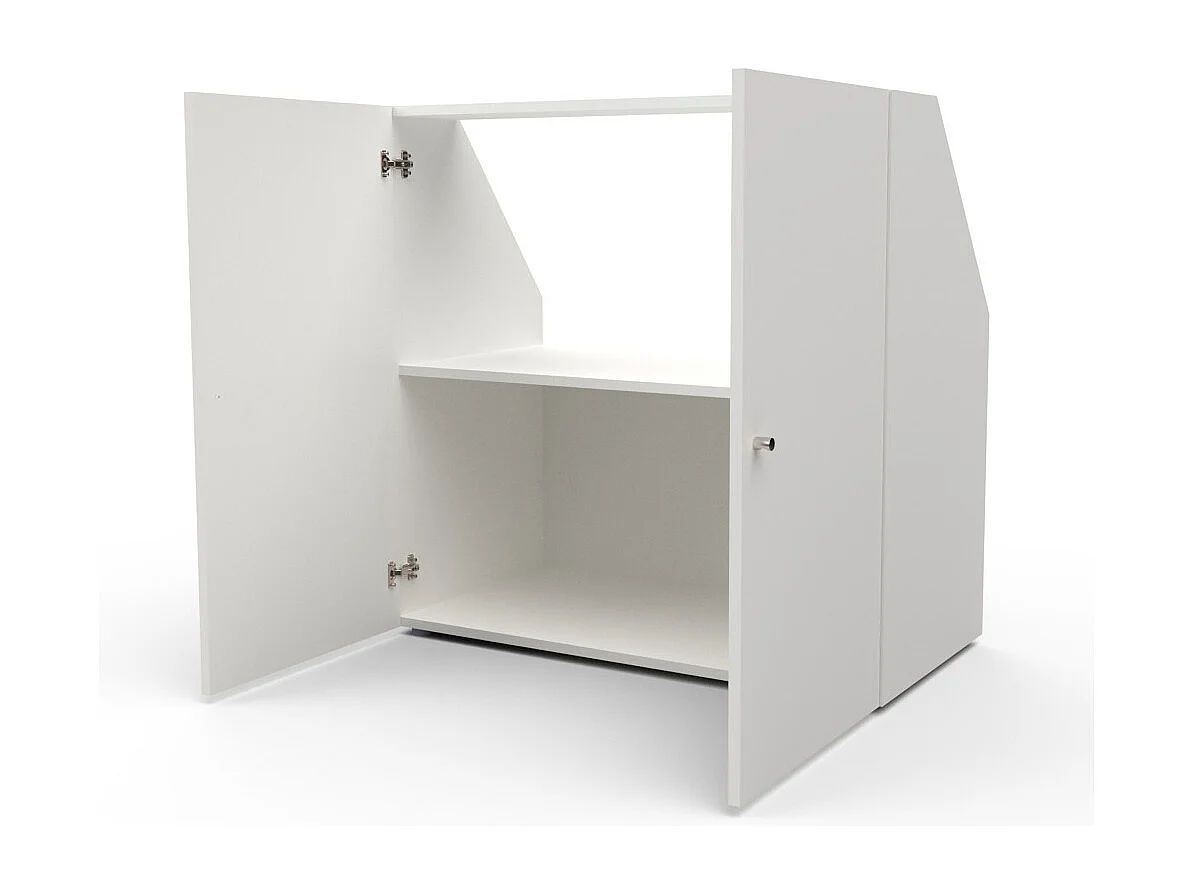 Meuble de rangement sous pente 2 portes CALI Blanc - H. 100 x L. 100 x P. 51.8 cm