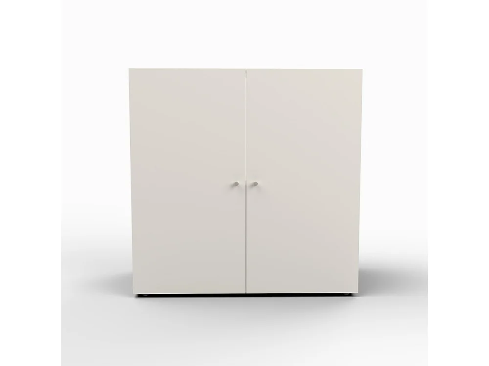 Meuble de rangement sous pente 2 portes CALI Blanc - H. 100 x L. 100 x P. 51.8 cm