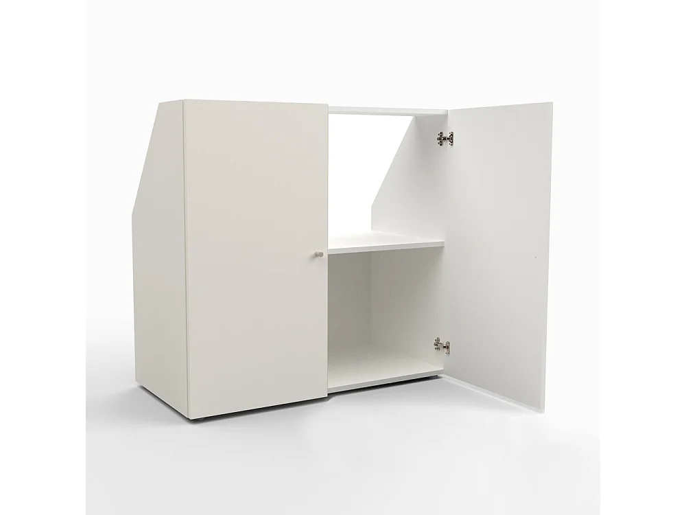 Meuble de rangement sous pente 2 portes CALI Blanc - H. 100 x L. 100 x P. 51.8 cm
