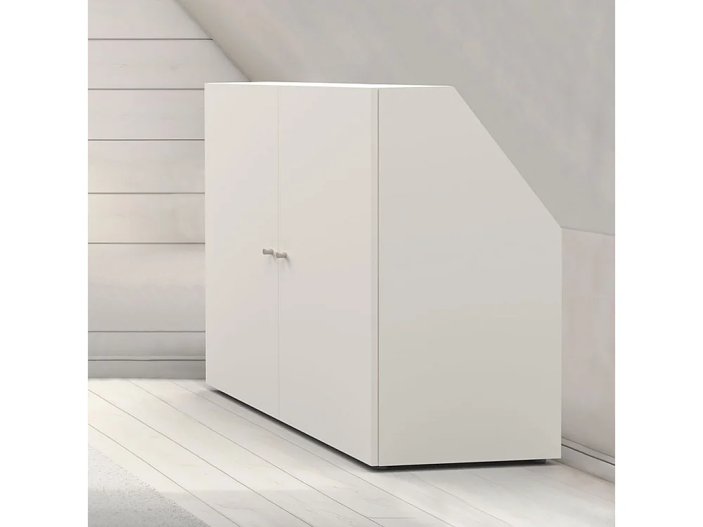 Meuble de rangement sous pente 2 portes CALI Blanc - H. 100 x L. 100 x P. 51.8 cm