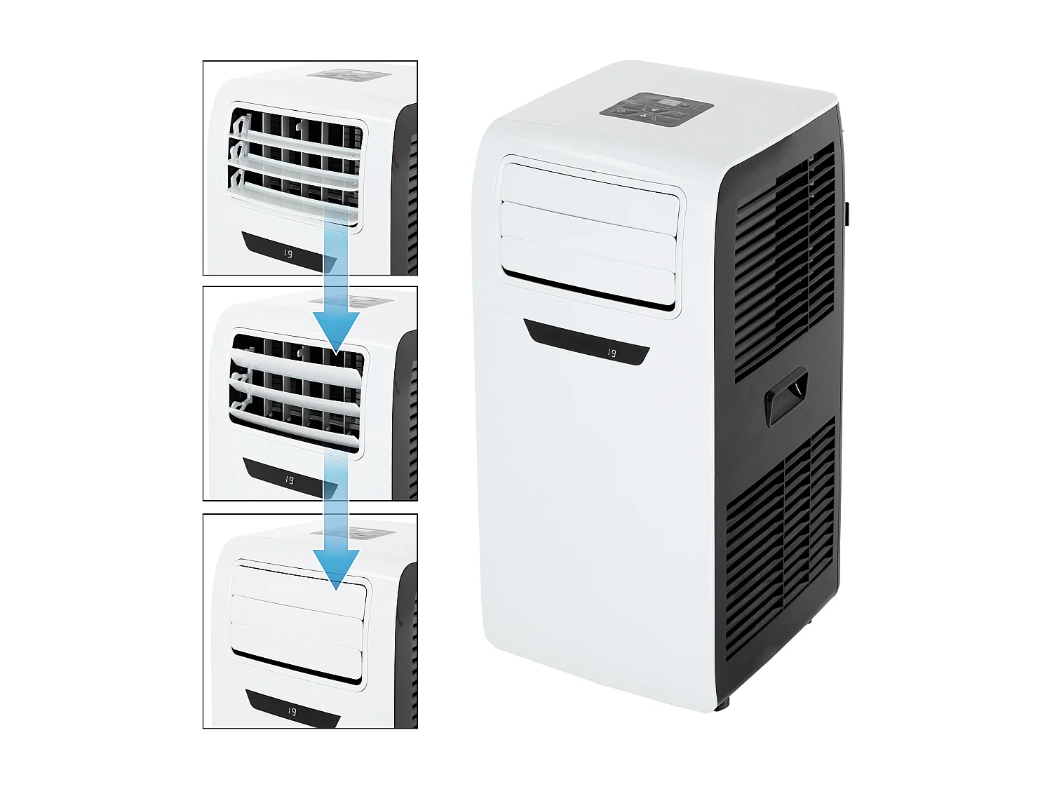 Climatiseur mobile 9000 BTU ventilateur refroidisseur 4en1 +  tuyau d'évacuation