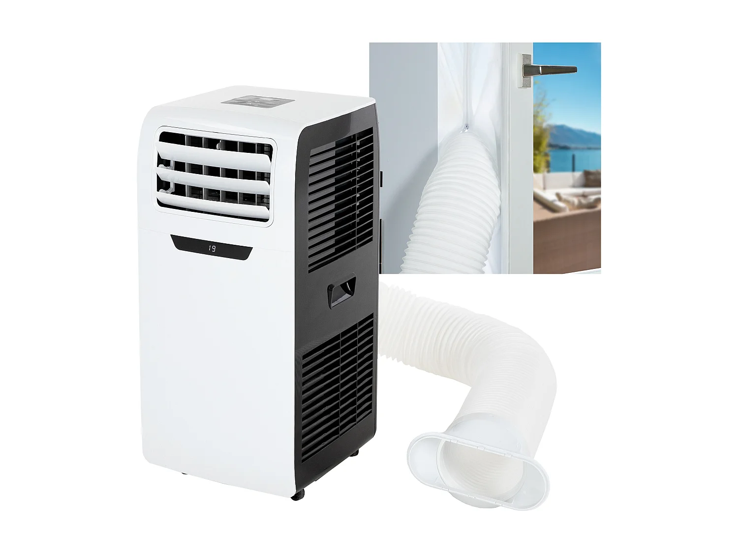 Climatiseur mobile 9000 BTU ventilateur refroidisseur 4en1 +  tuyau d'évacuation