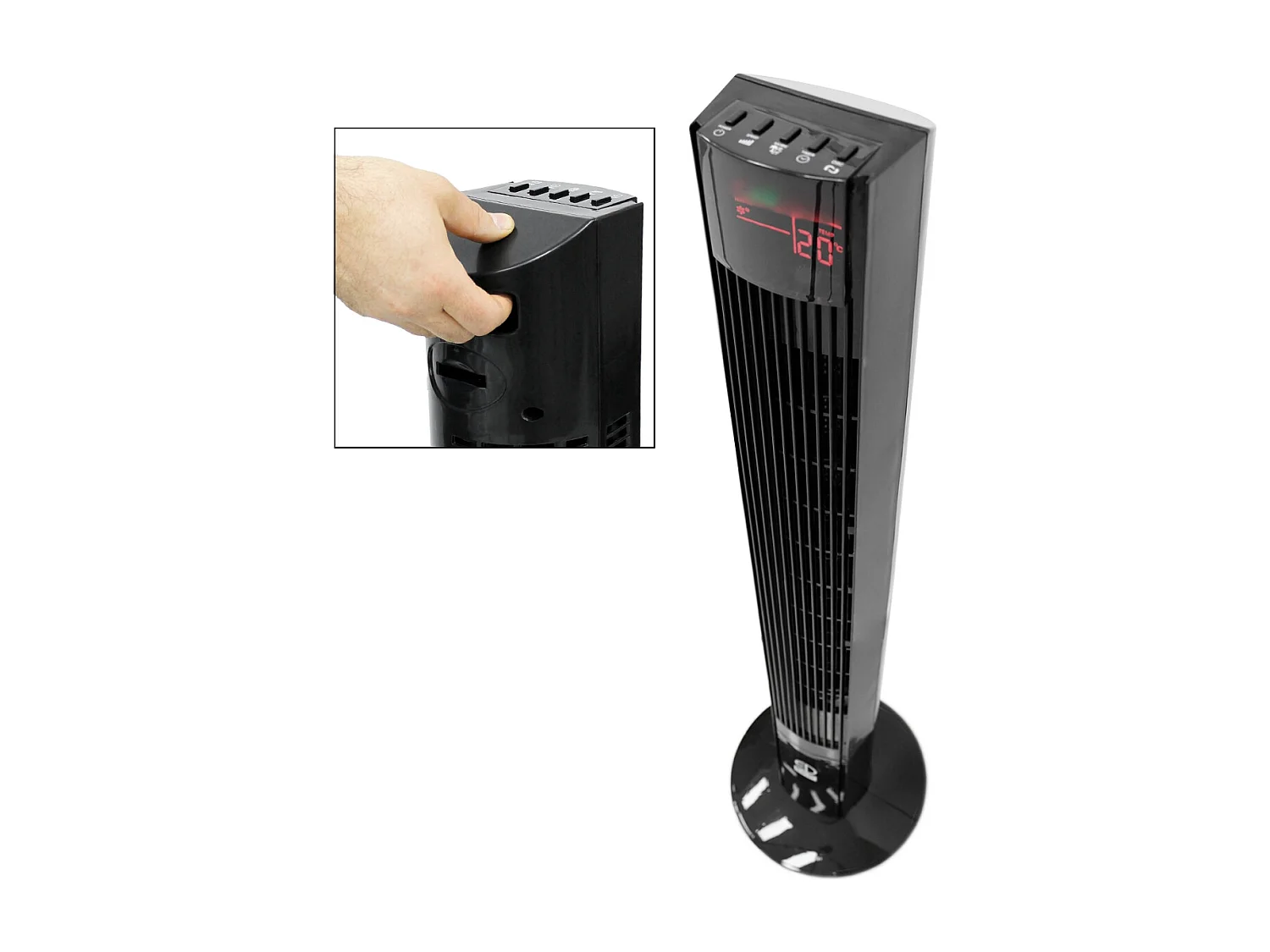 Ventilateur colonne tour oscillant sur pied 116cm piédestal noir +télécomande