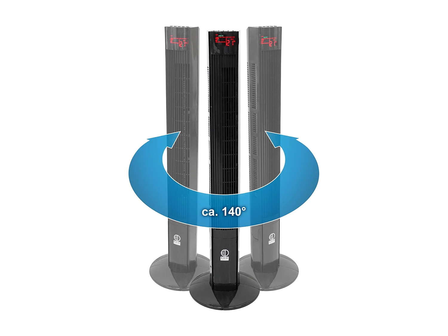 Ventilateur colonne tour oscillant sur pied 116cm piédestal noir +télécomande