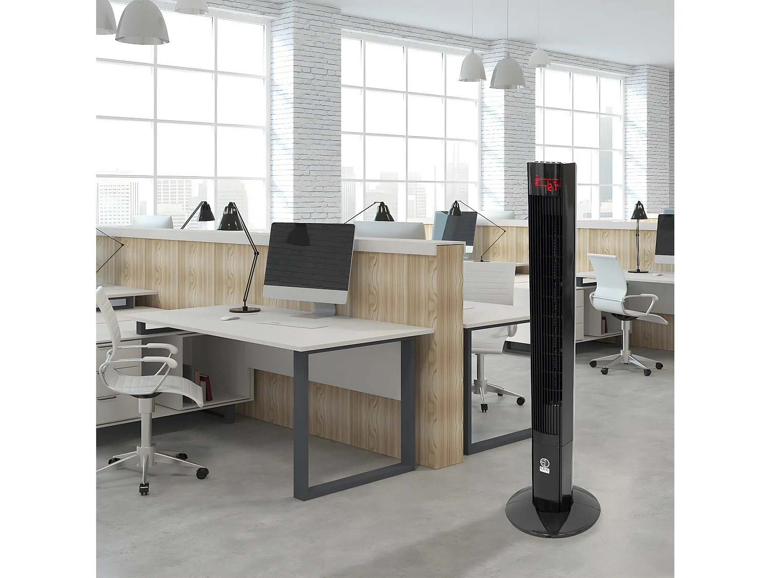 Ventilateur colonne tour oscillant sur pied 116cm piédestal noir +télécomande