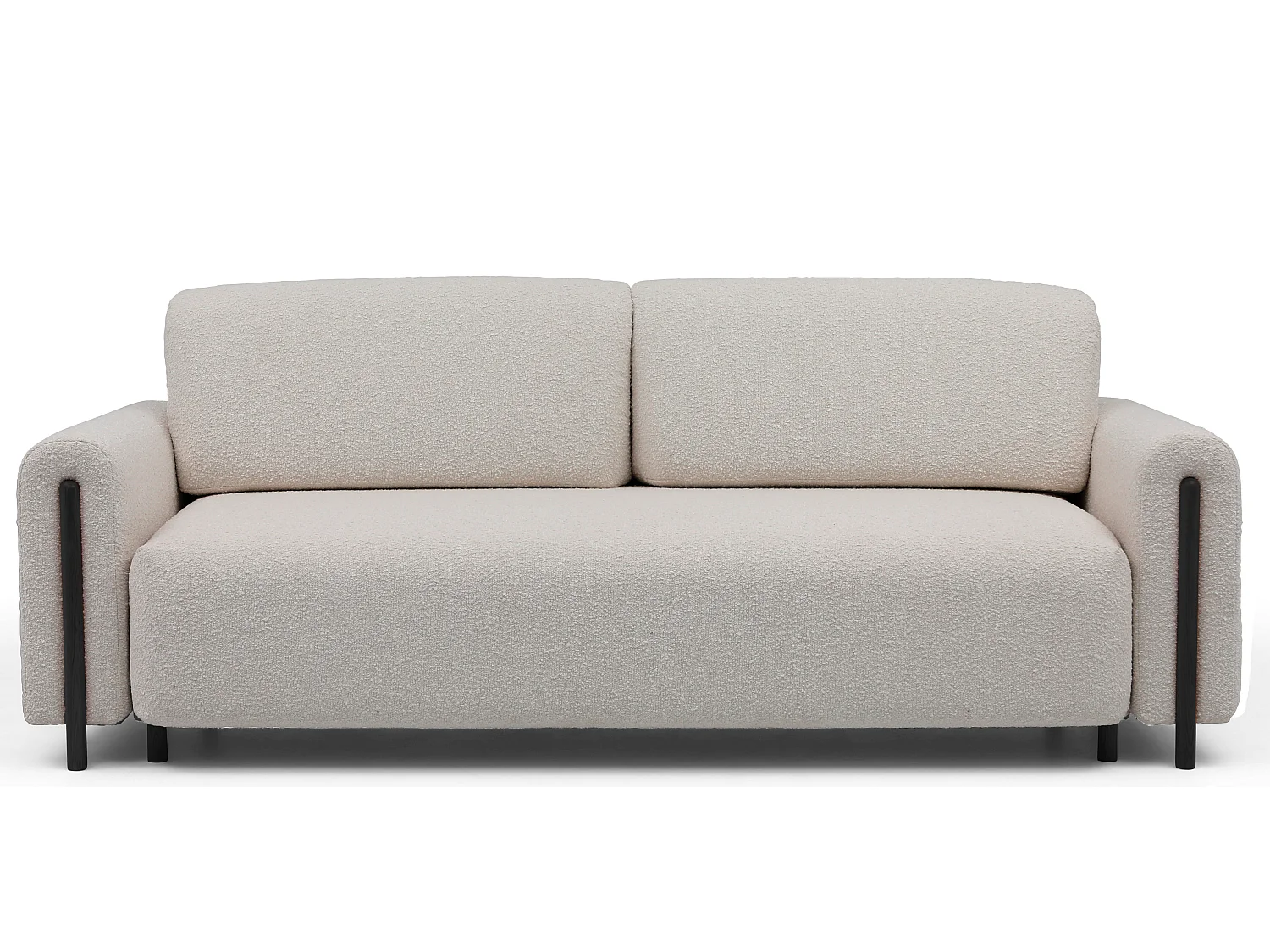 Moderne 4-zitsbank in lusstof en zwarte houten poten Dova 244 cm-Kleur Licht beige