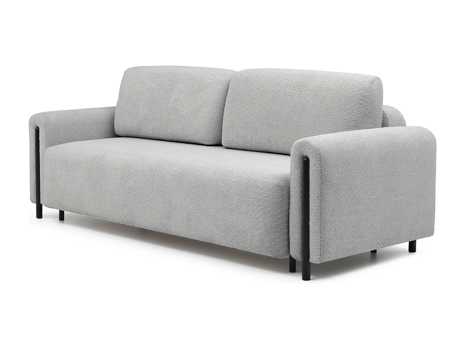 Moderne 4-zitsbank in lusstof en zwarte houten poten Dova 244 cm-Kleur Lichtgrijs