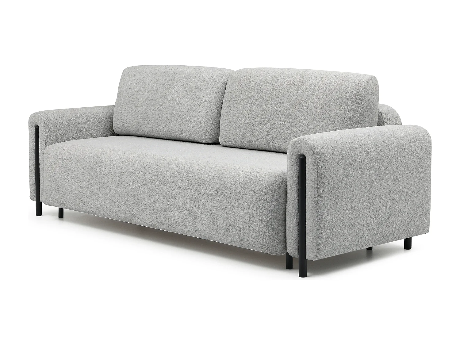 Moderne 4-zitsbank in lusstof en zwarte houten poten Dova 244 cm-Kleur Lichtgrijs