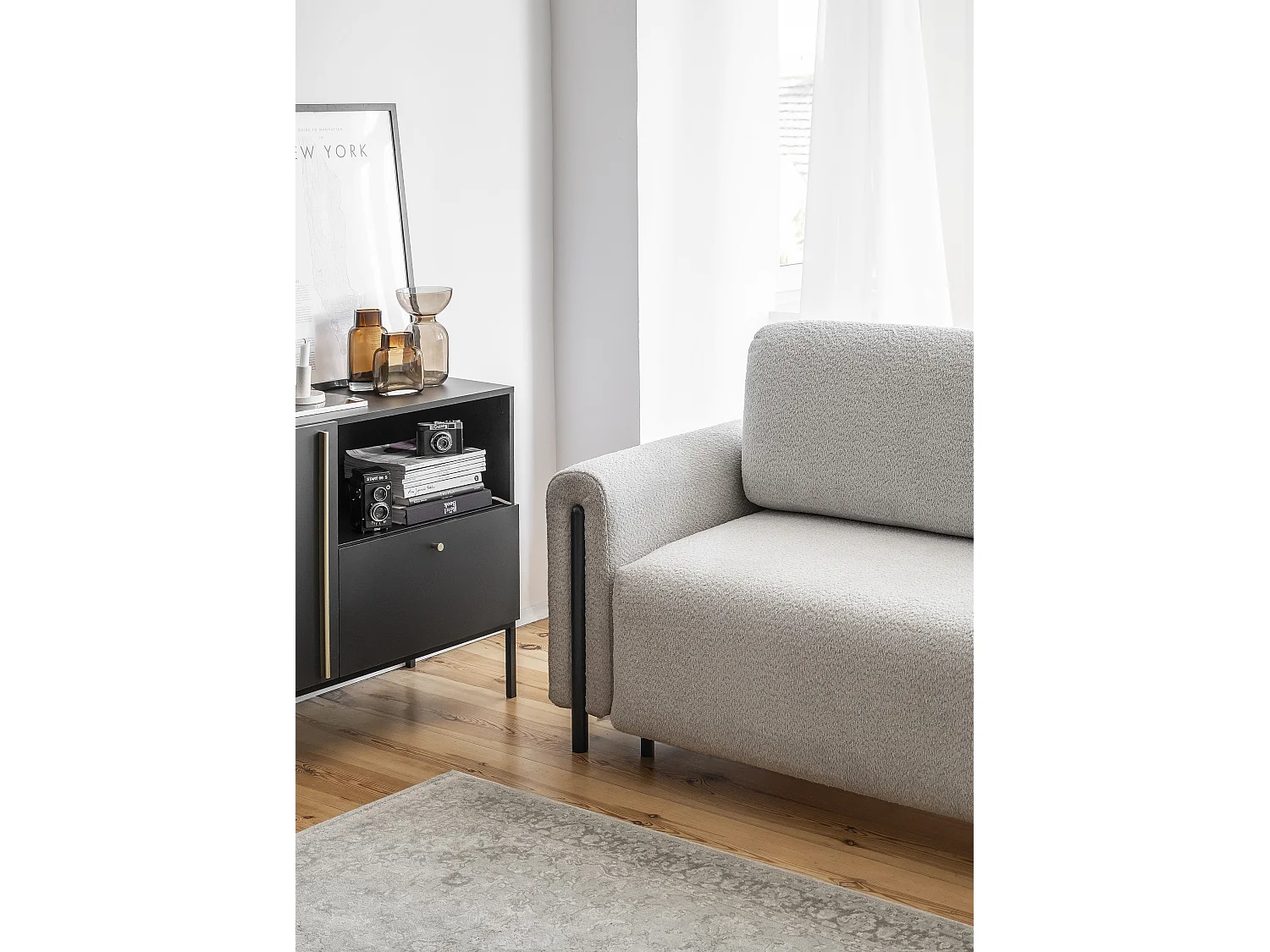 3 Pers. Couch  Padova /Stoff/Bordeux&Holz