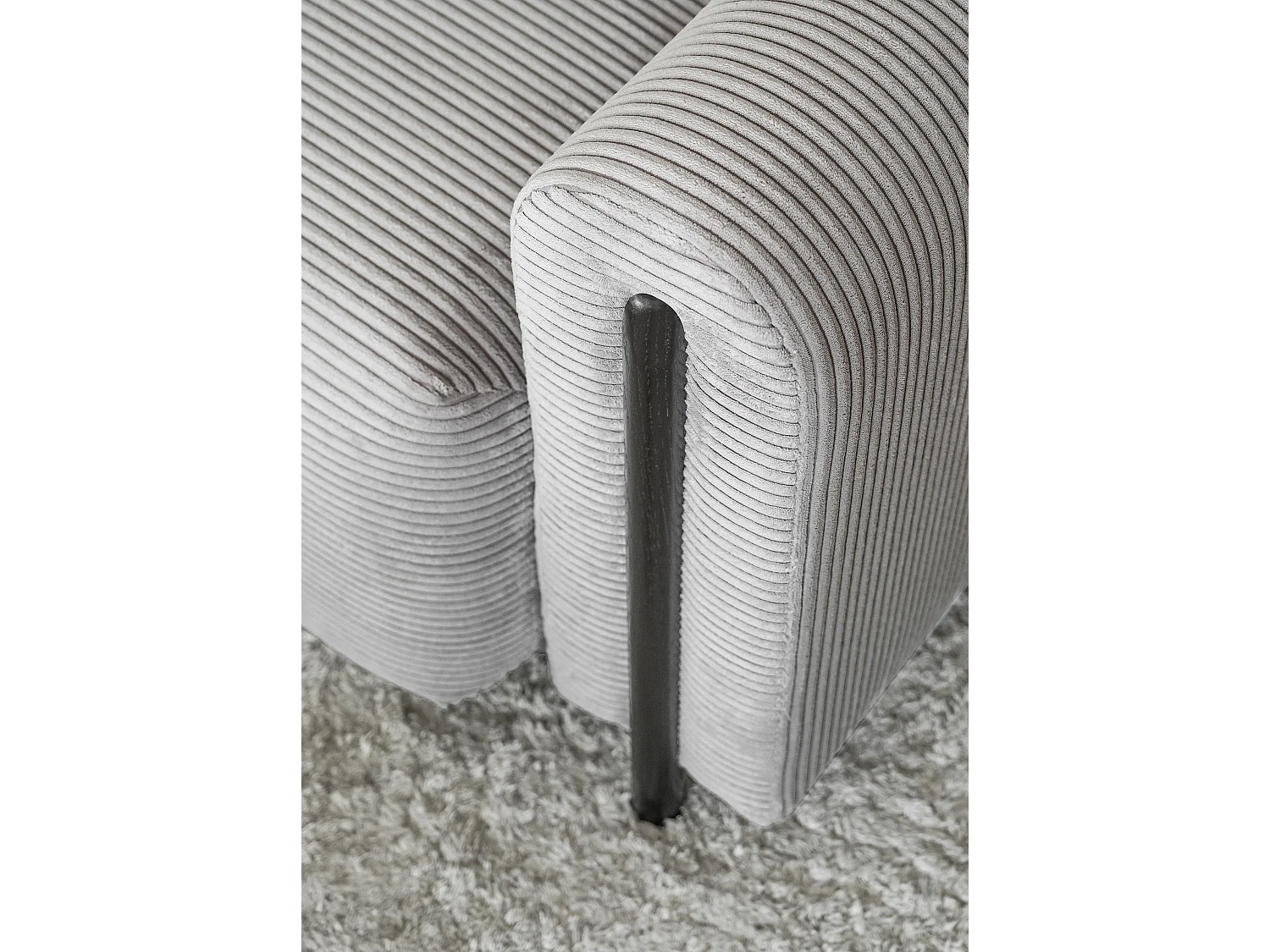 Moderne 4-zitsbank in lusstof en zwarte houten poten Dova 244 cm-Kleur Cementgrijs