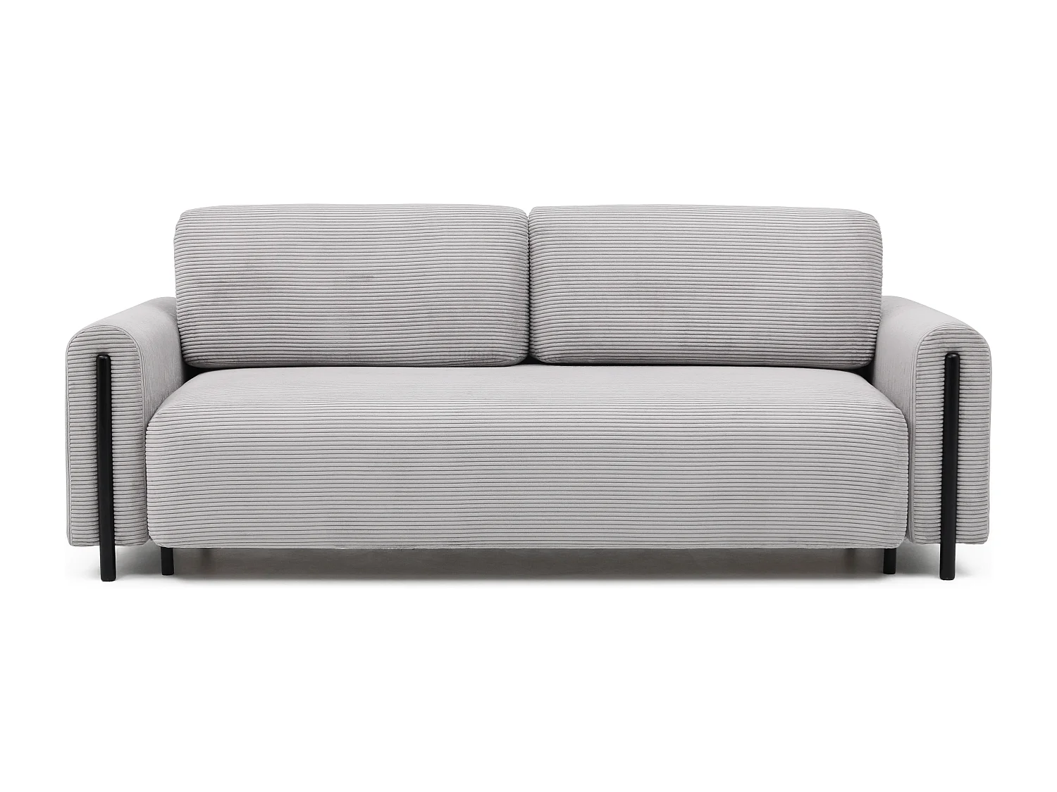 Moderne 4-zitsbank in lusstof en zwarte houten poten Dova 244 cm-Kleur Cementgrijs