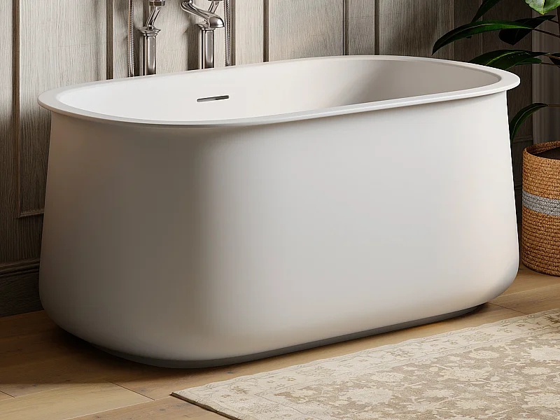 Baignoire îlot blanche mate - 130 x 74 x 60 cm - 195 L  - CALDRIA