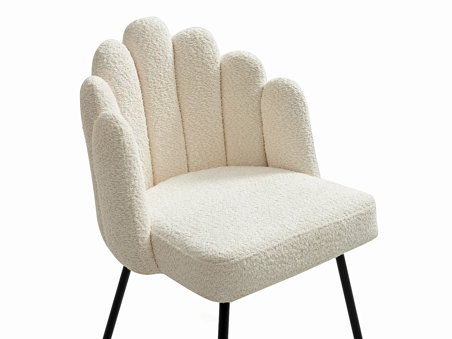 Stuhl 2er-Set - Bouclé-Stoff & schwarzes Metall - Cremefarben - ALTINAM von Pascal MORABITO