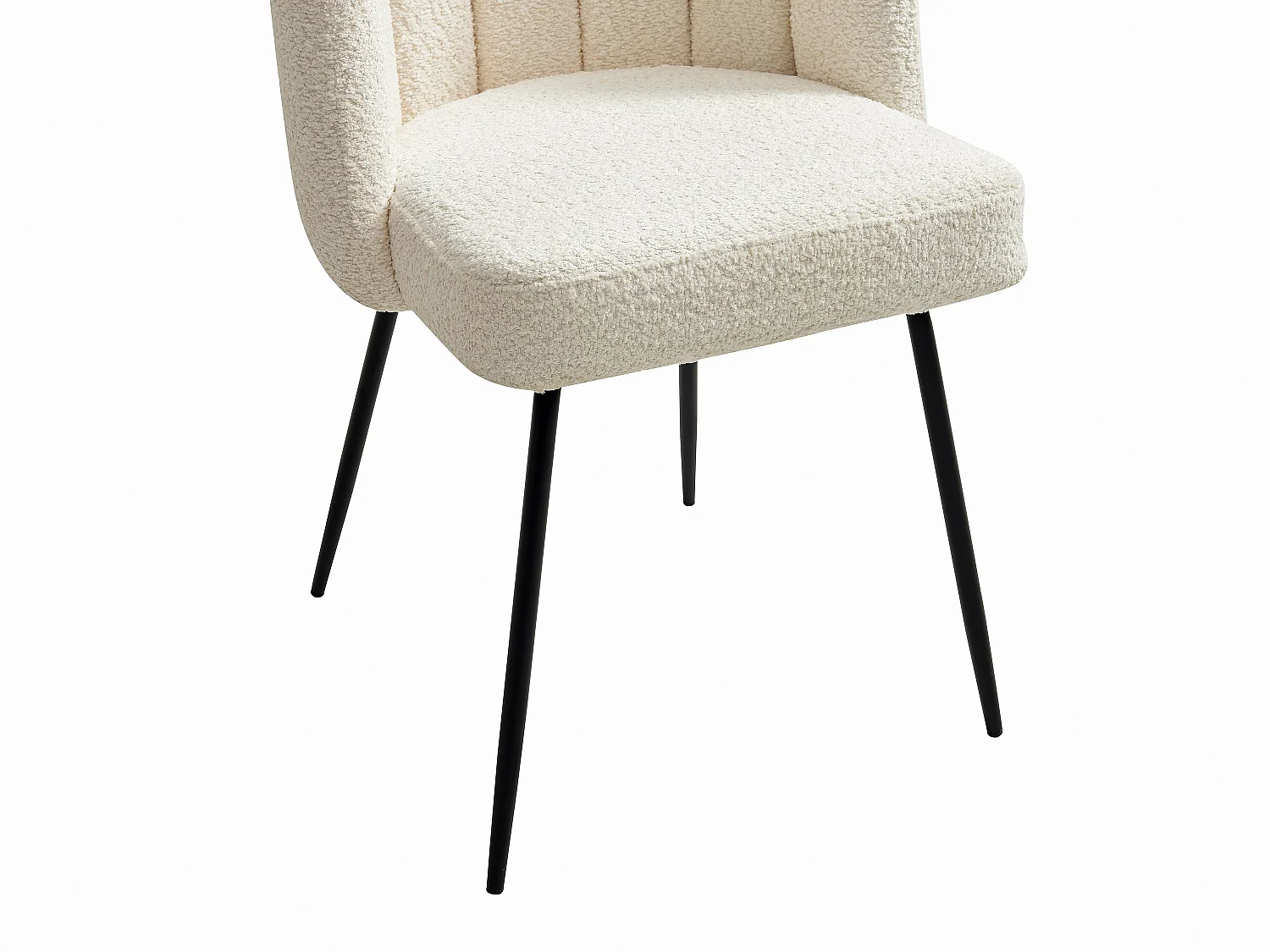 Stuhl 2er-Set - Bouclé-Stoff & schwarzes Metall - Cremefarben - ALTINAM von Pascal MORABITO