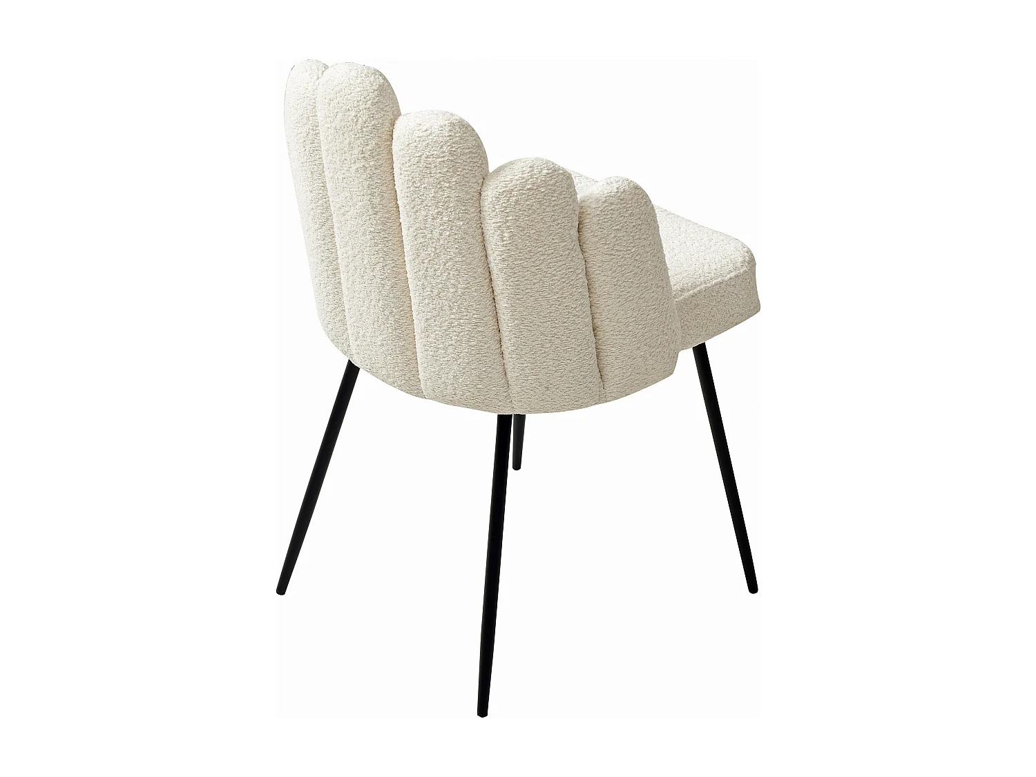 Stuhl 2er-Set - Bouclé-Stoff & schwarzes Metall - Cremefarben - ALTINAM von Pascal MORABITO