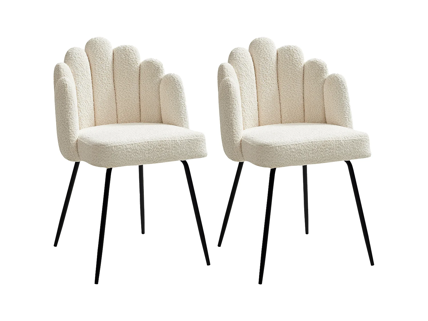 Lote de 2 sillas de tela rizada y metal negro - Crema - ALTINAM de Pascal MORABITO