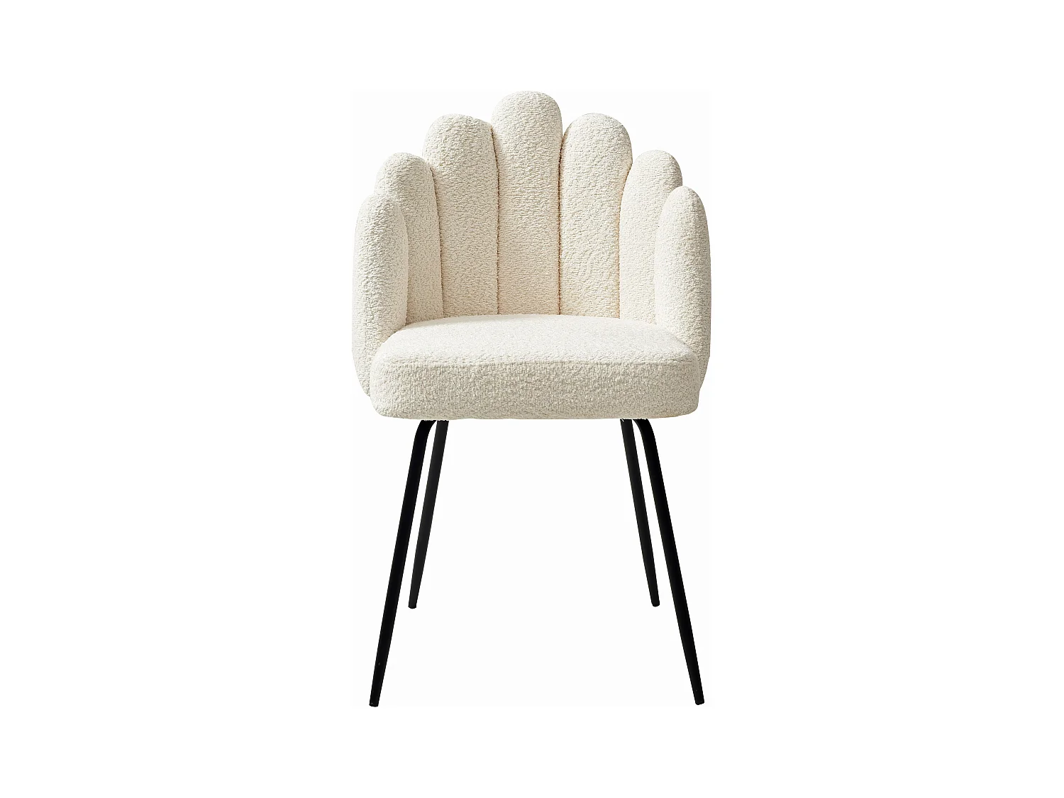 Lote de 2 sillas de tela rizada y metal negro - Crema - ALTINAM de Pascal MORABITO