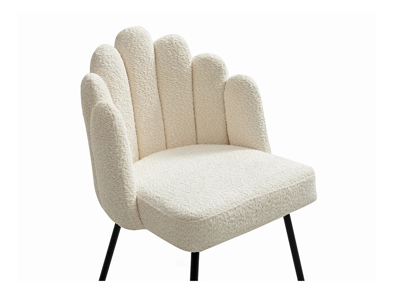 Lote de 2 sillas de tela rizada y metal negro - Crema - ALTINAM de Pascal MORABITO