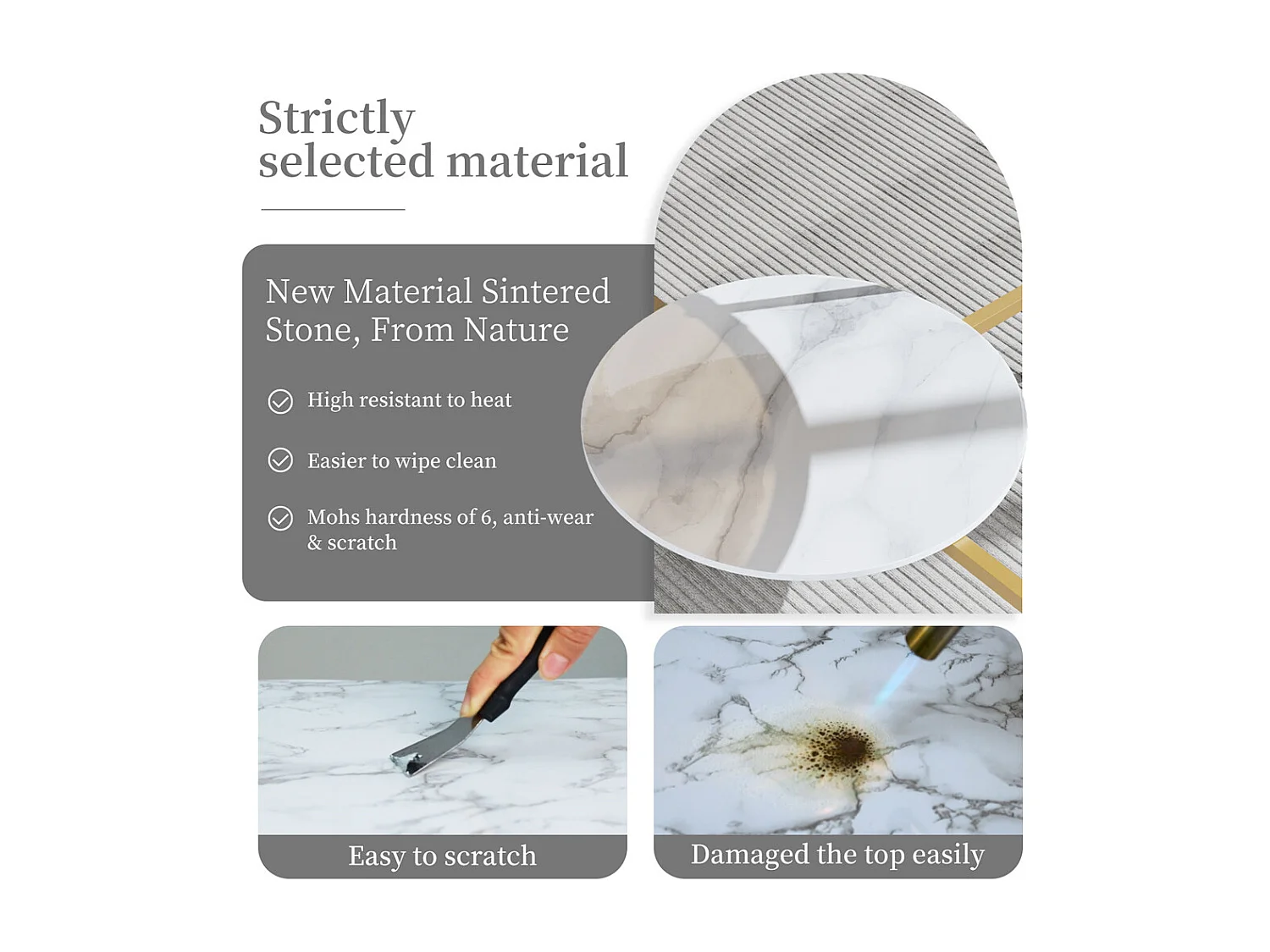 Table Basse Salon Ronde en Verre Table Meuble de Salon 80x80x47.5cm