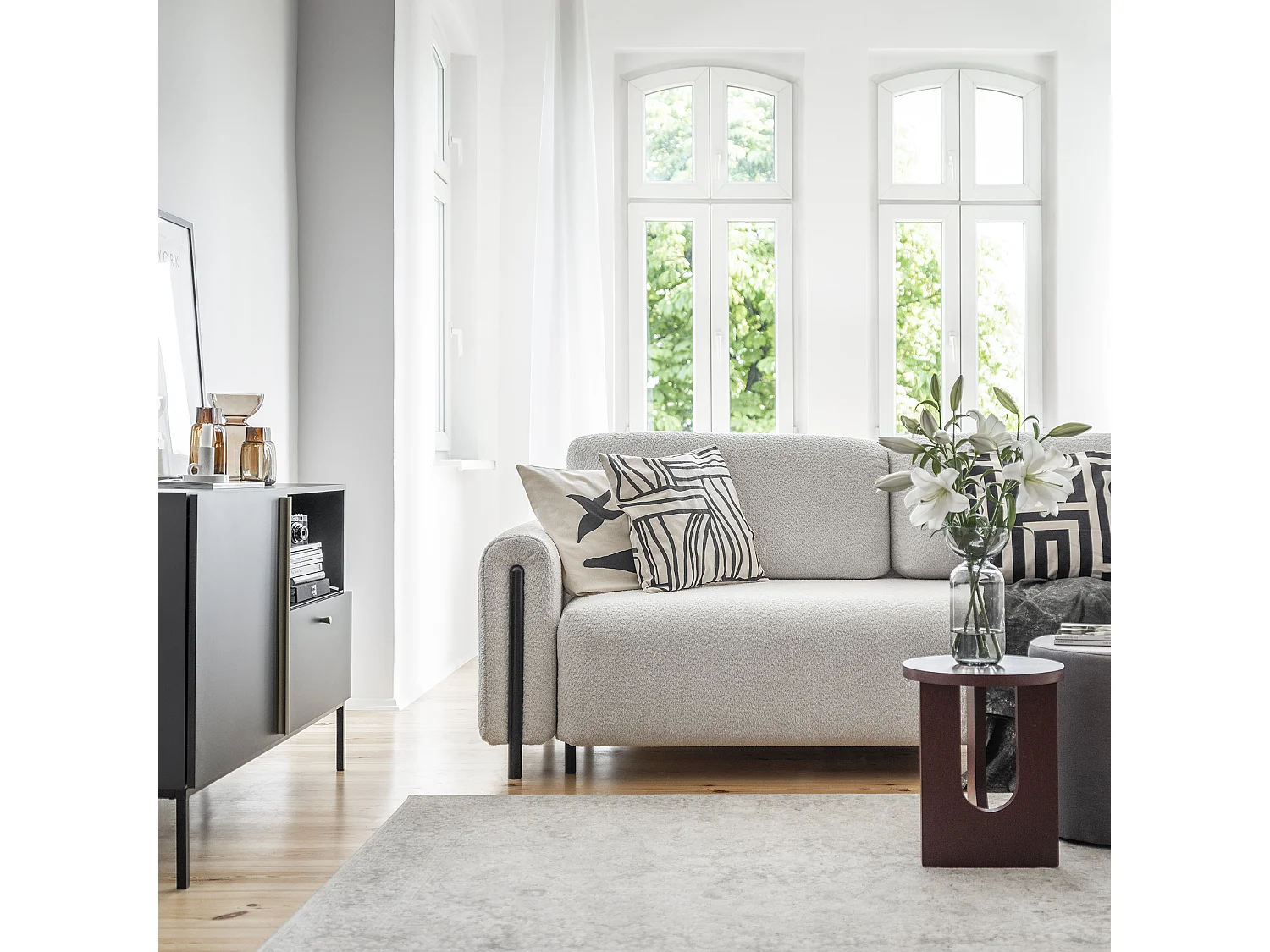 3 Pers. Couch  Padova /Stoff/Bordeux&Noir