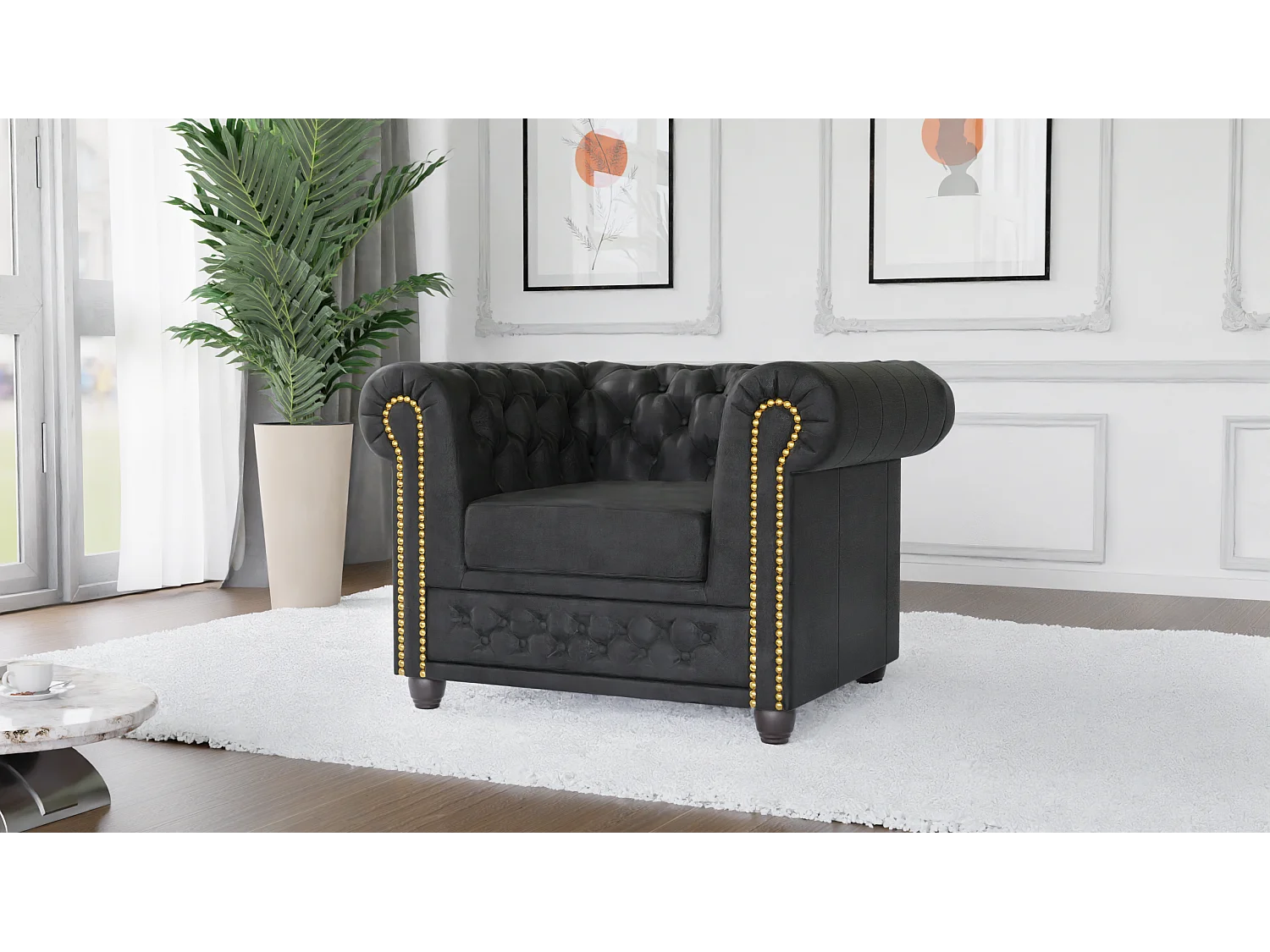 Chesterfield Selena Polstergarnitur 3+2+1 Vintage Optik Microfaser