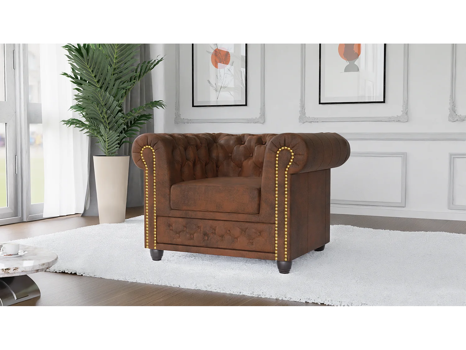 Chesterfield Selena Polstergarnitur 3+2+1 Vintage Optik Microfaser