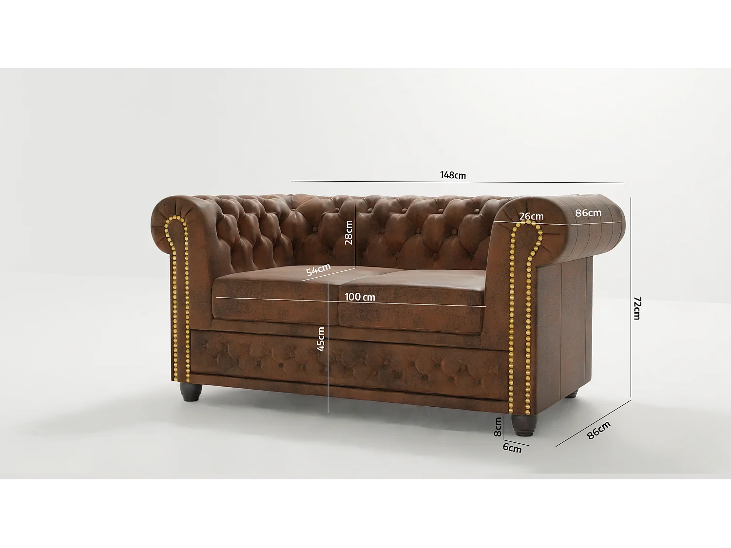 Chesterfield Selena Polstergarnitur 3+2+1 Vintage Optik Microfaser