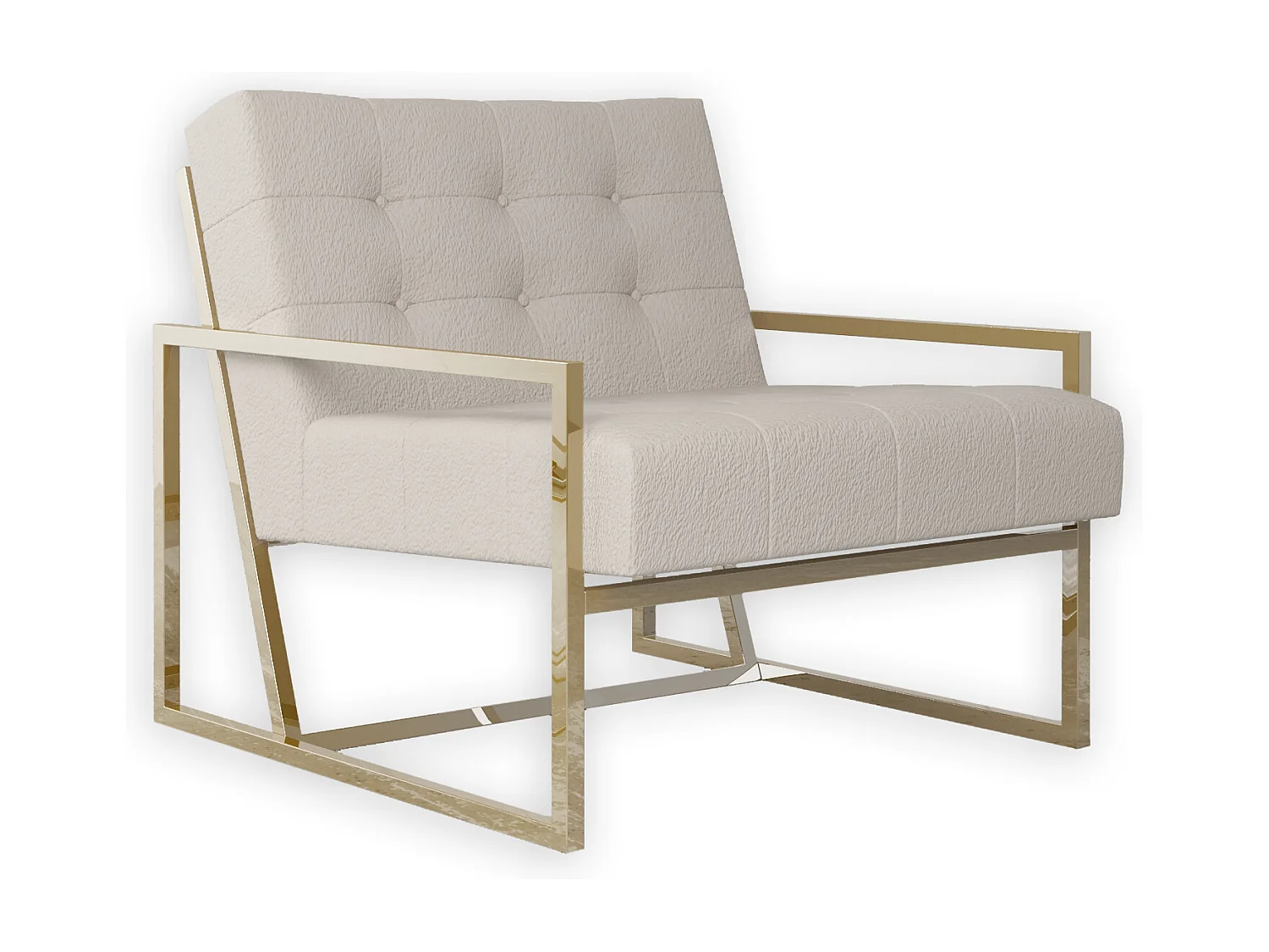 Zoey Loungesessel mit Goldenen Füßen aus Bouclé-Stoff