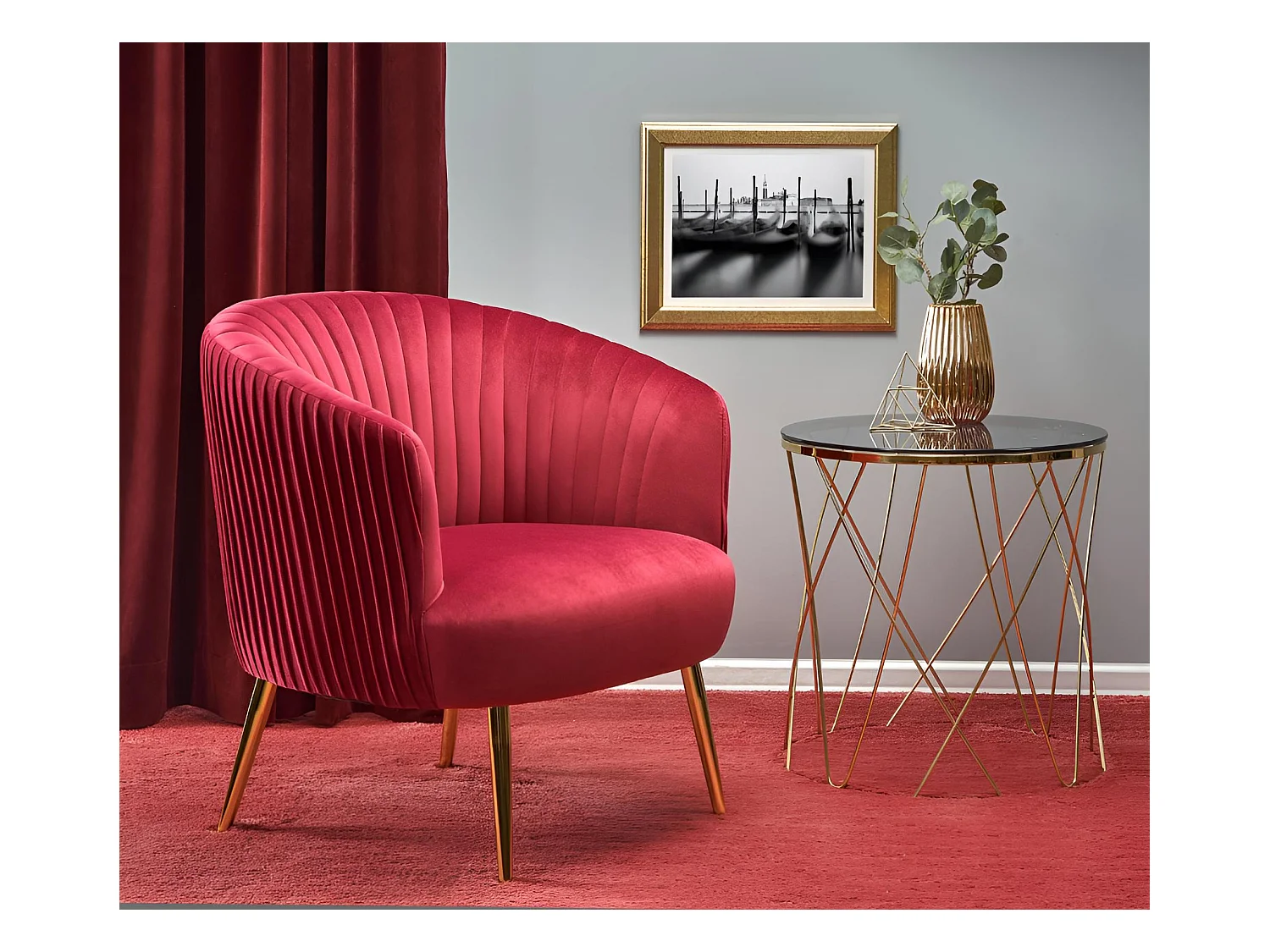 Relax Sessel Crown/Stoffbezug/Rot