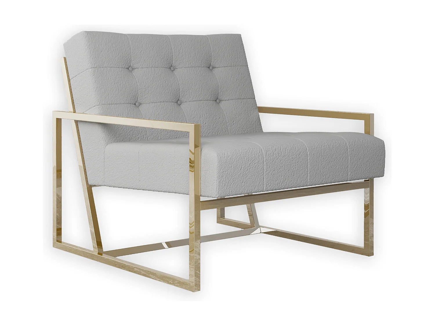 Zoey Loungesessel mit Goldenen Füßen aus Bouclé-Stoff