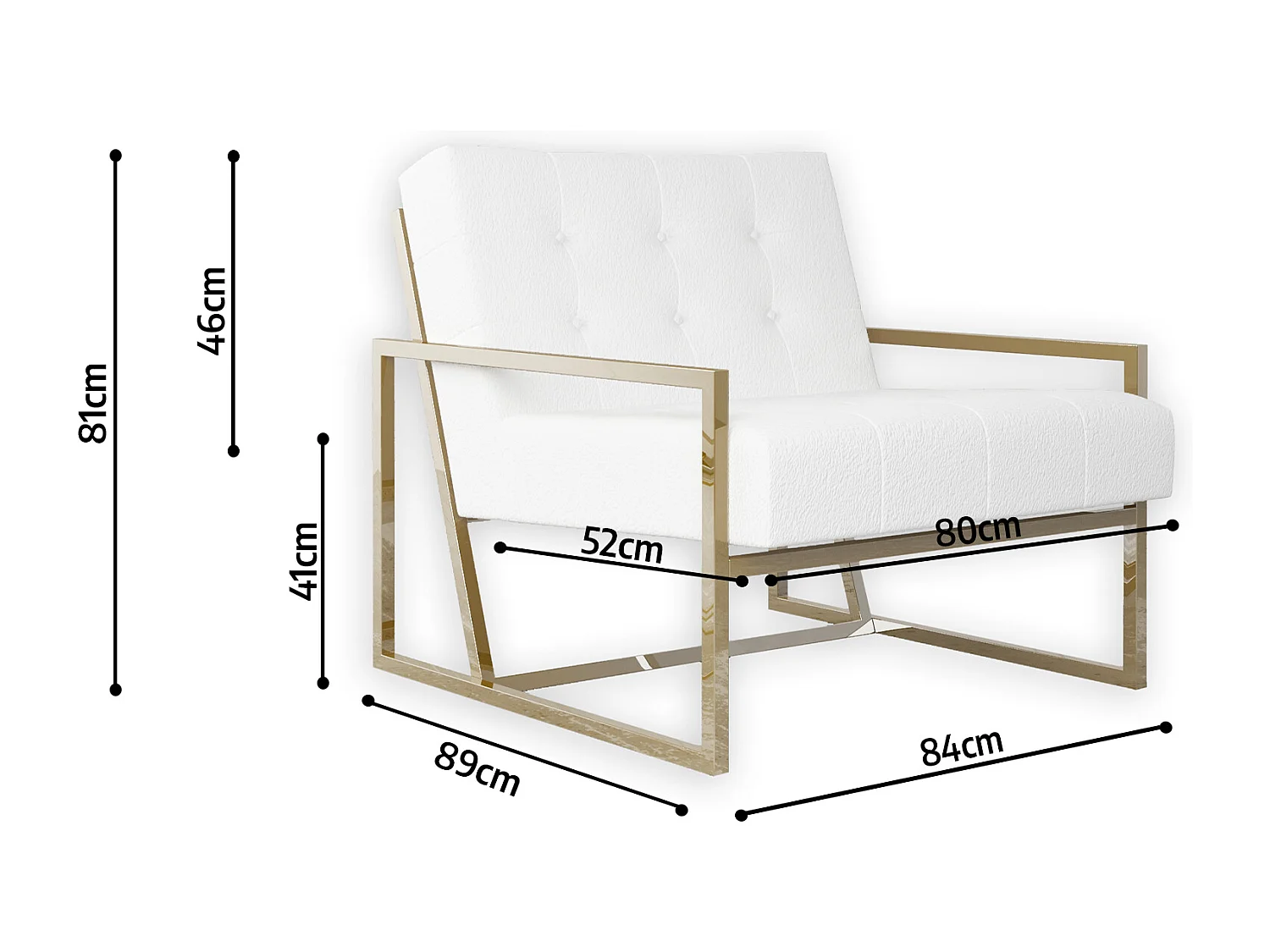 Zoey Loungesessel mit Goldenen Füßen aus Bouclé-Stoff