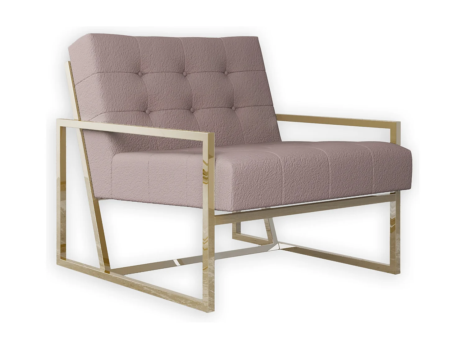 Zoey Loungesessel mit Goldenen Füßen aus Bouclé-Stoff