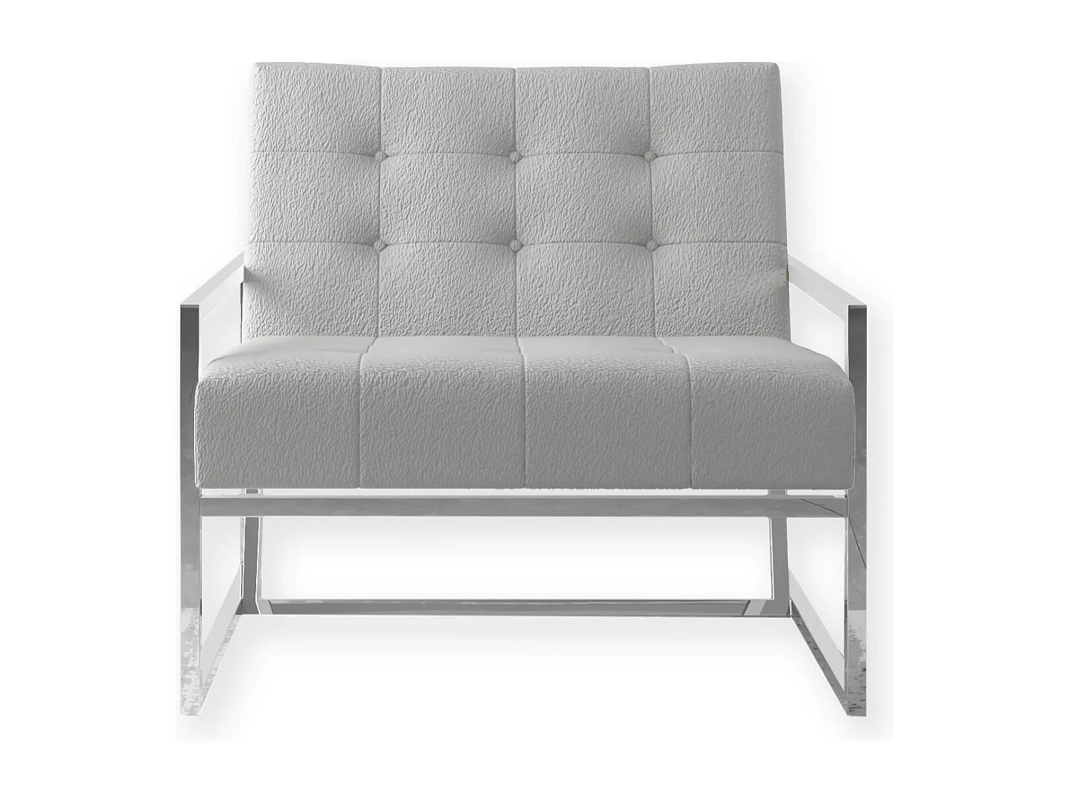 Zoey Loungesessel mit Silber Füßen aus Bouclé-Stoff