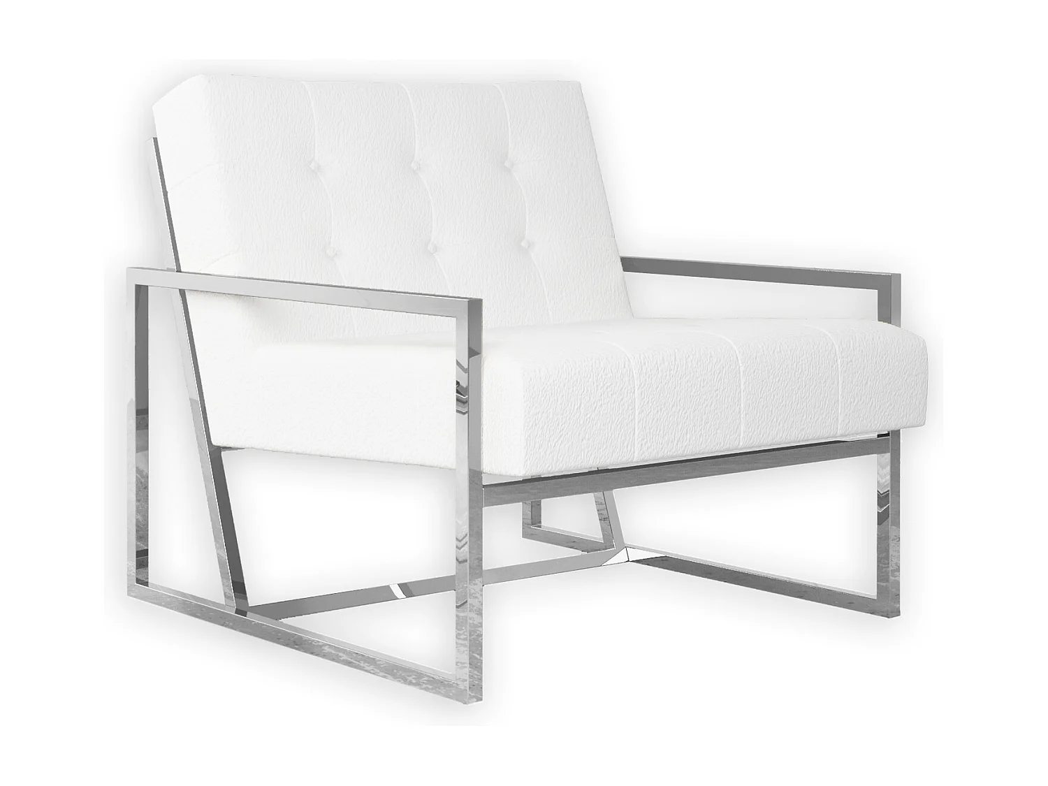 Zoey Loungesessel mit Silber Füßen aus Bouclé-Stoff