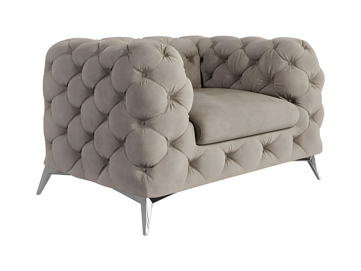 Celeste Chesterfield Sessel mit Silber Metall Füßen