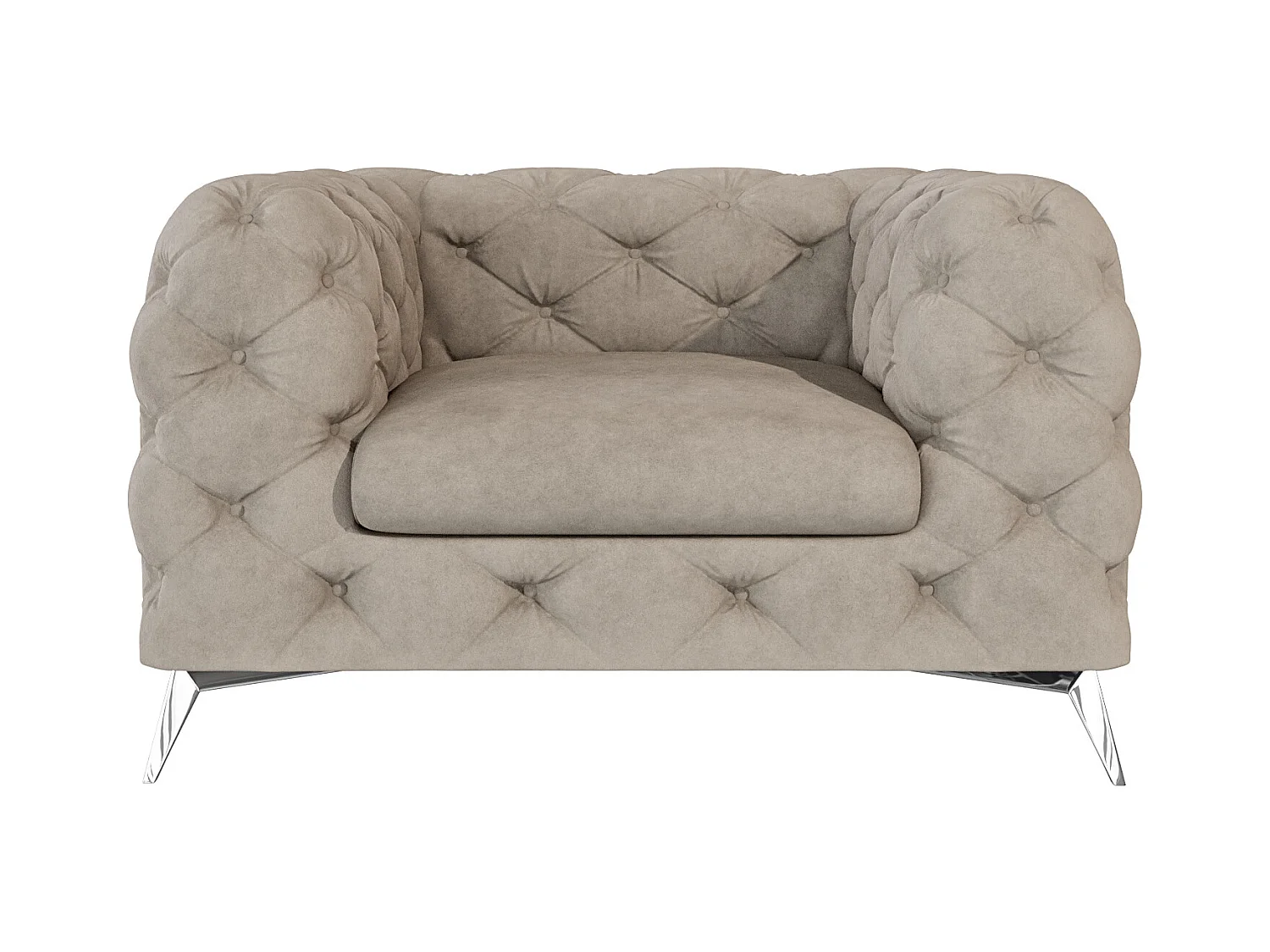 Celeste Chesterfield Sessel mit Silber Metall Füßen