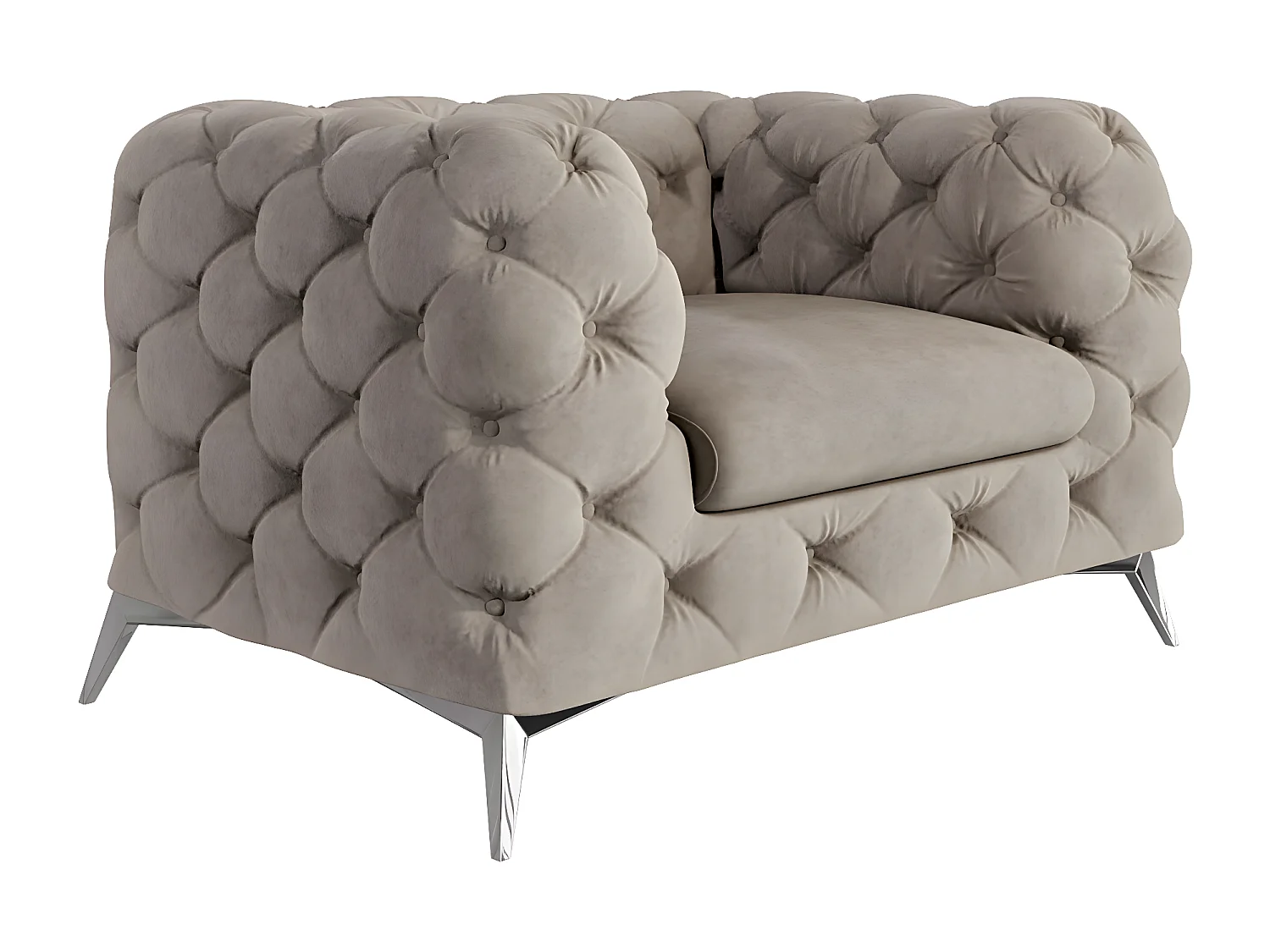 Celeste Chesterfield Sessel mit Silber Metall Füßen