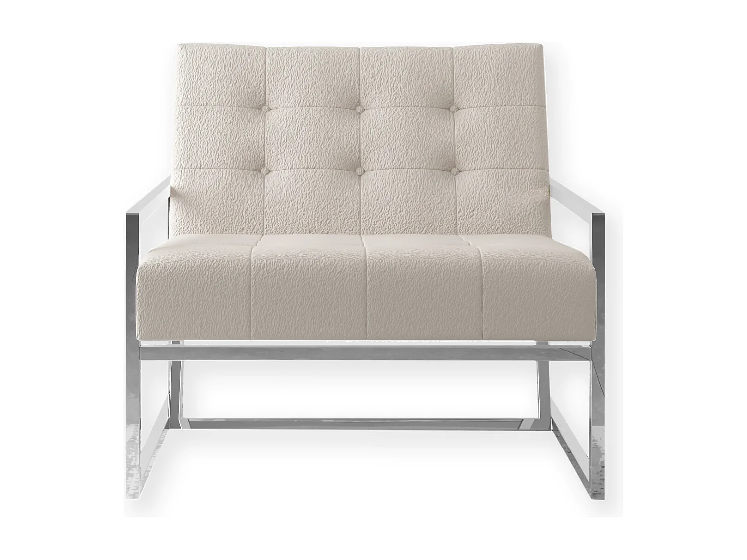 Zoey Loungesessel mit Silber Füßen aus Bouclé-Stoff