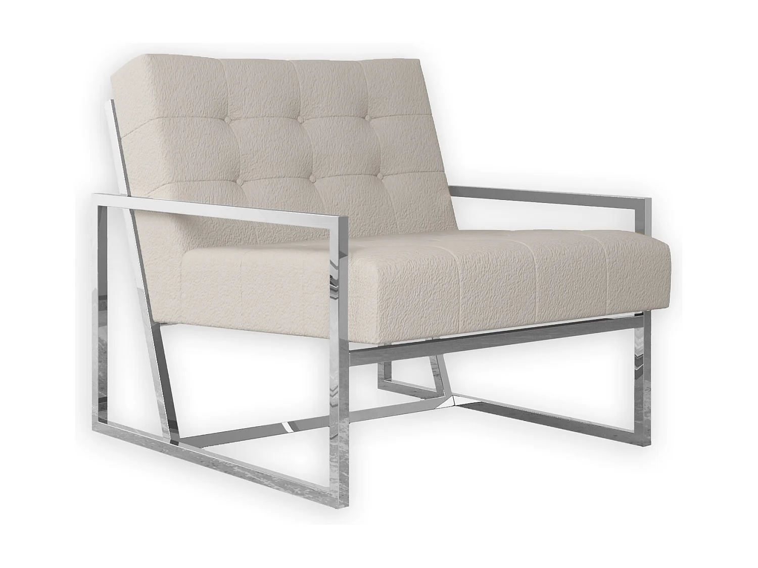 Zoey Loungesessel mit Silber Füßen aus Bouclé-Stoff