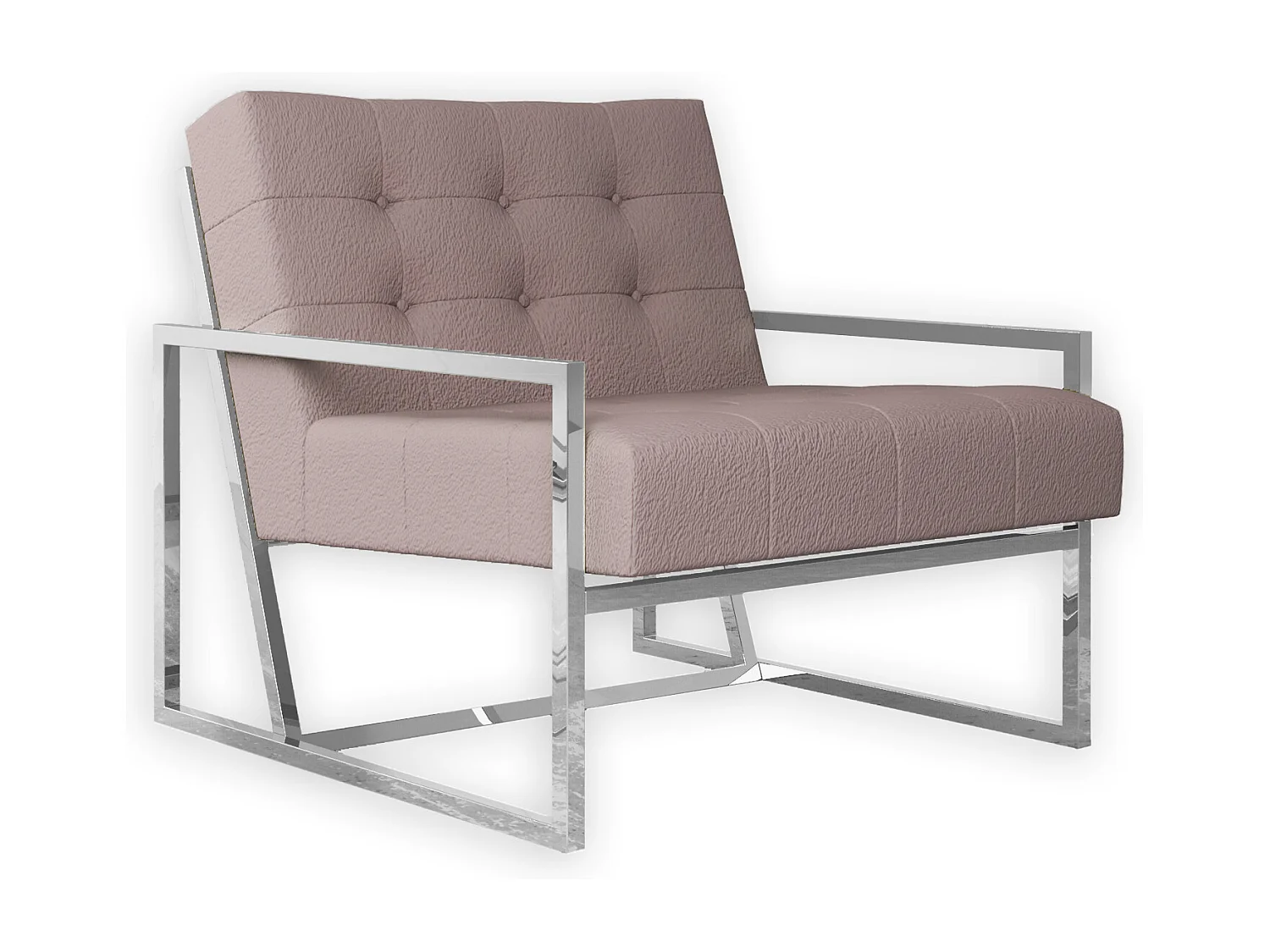 Zoey Loungesessel mit Silber Füßen aus Bouclé-Stoff