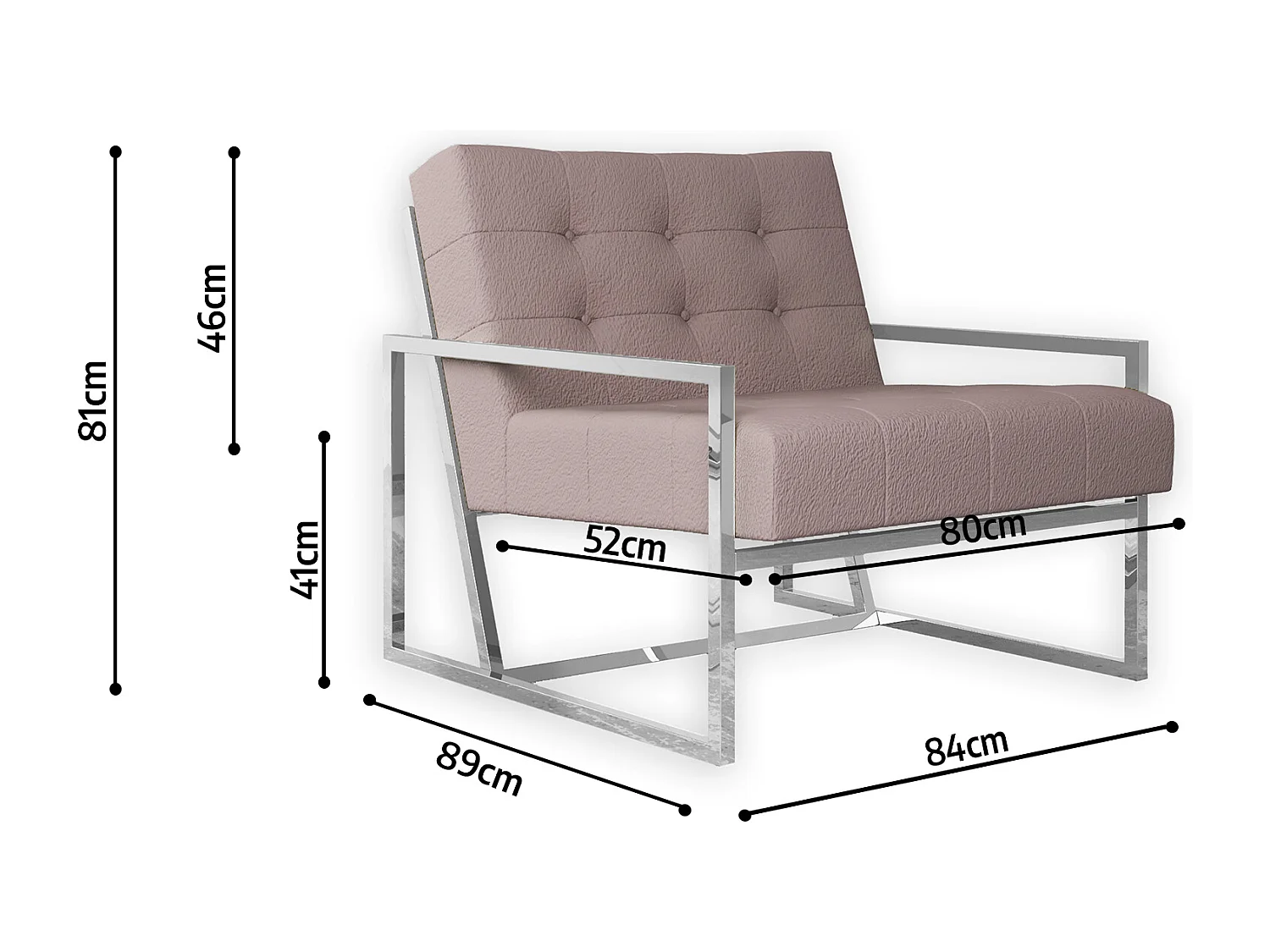 Zoey Loungesessel mit Silber Füßen aus Bouclé-Stoff