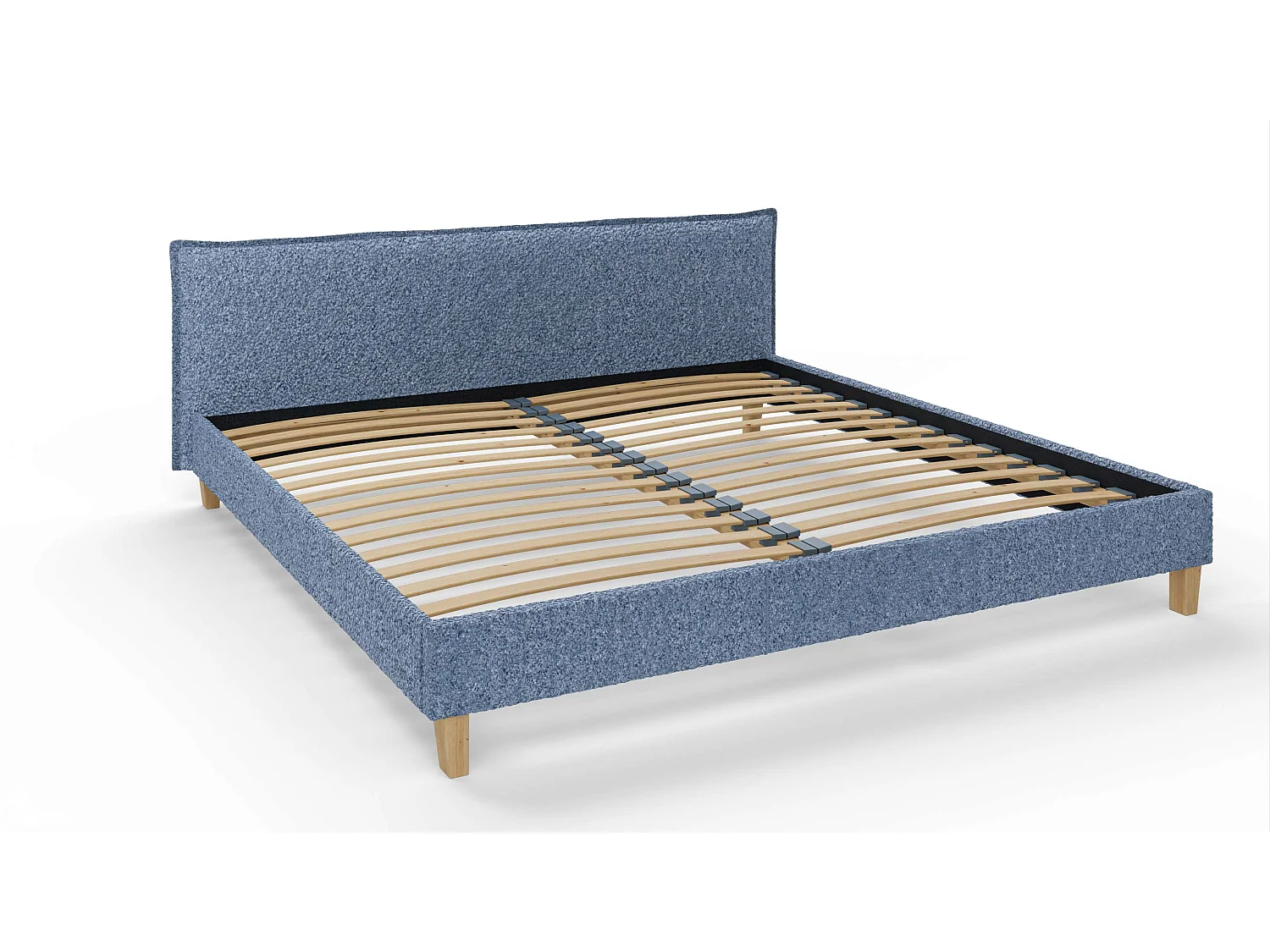 Polsterbett Uriah Boucle Stoff Füße aus Massivholz