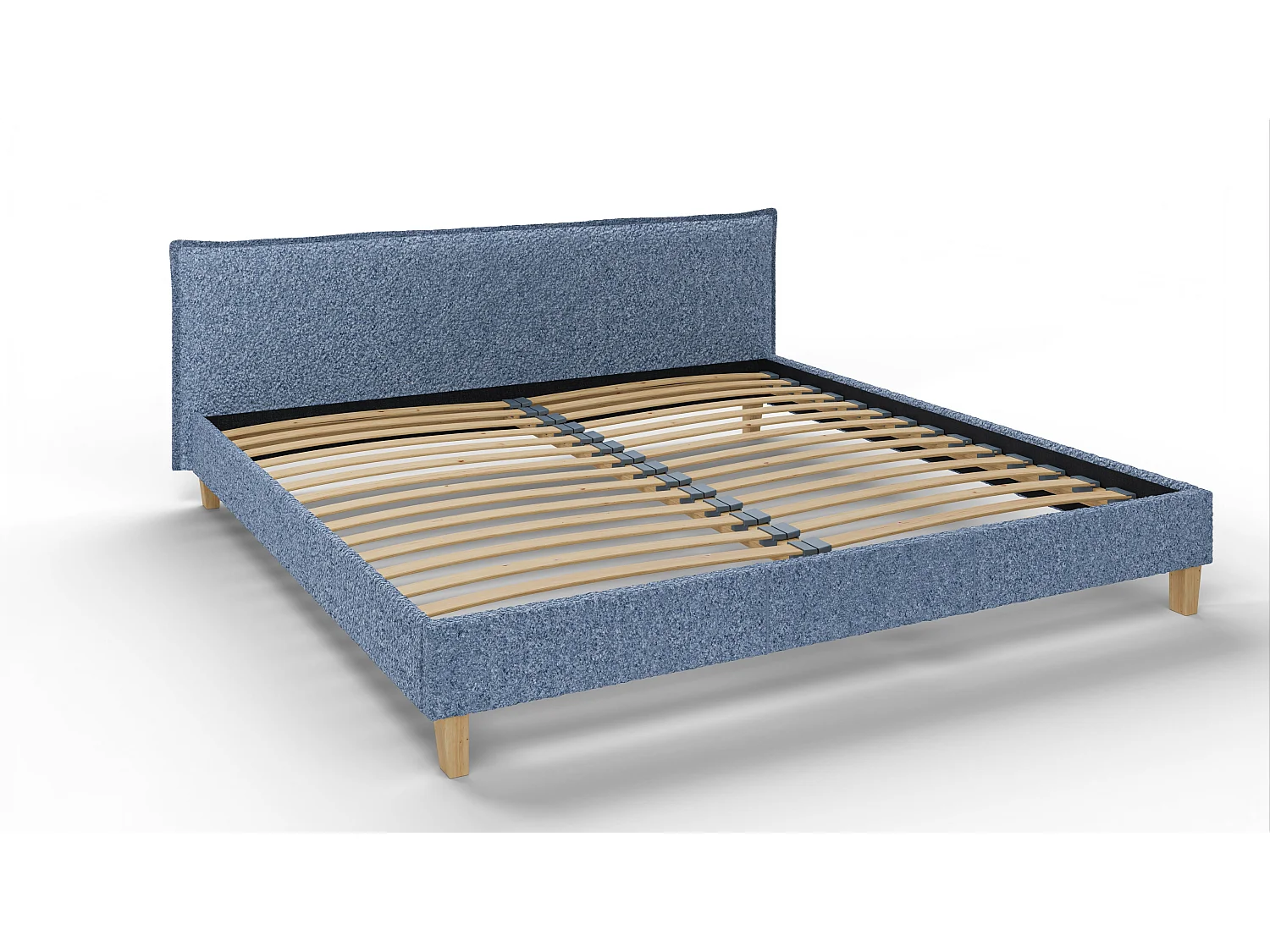 Polsterbett Uriah Boucle Stoff Füße aus Massivholz