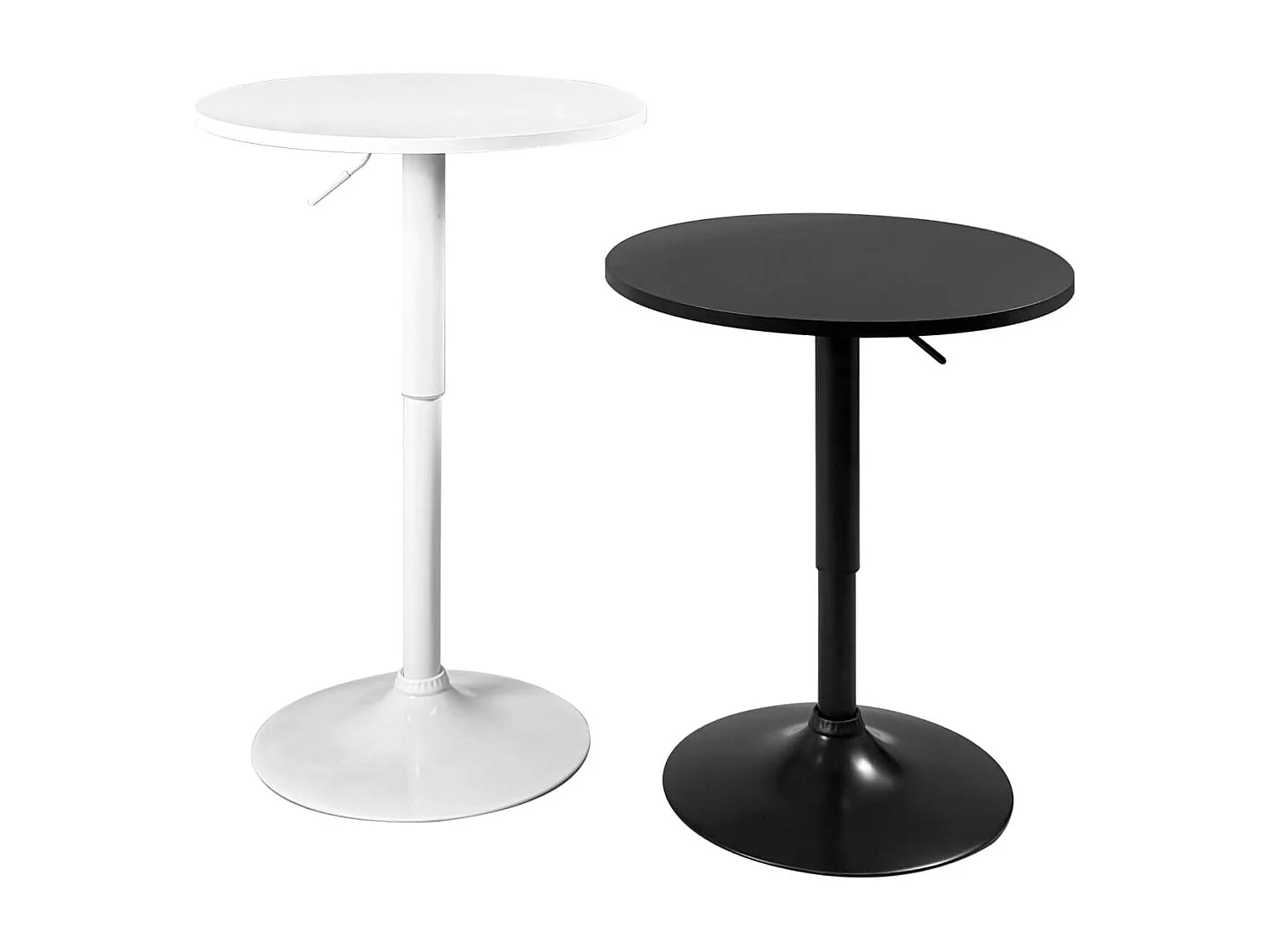 Table de Bar Haute Ø60 cm – Mange Debout hauteur réglable et Pivotant SETI (Blanc-intégral)