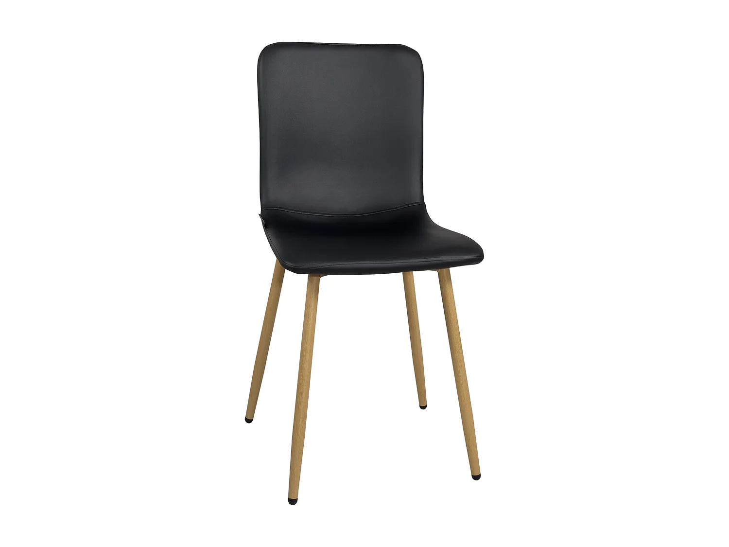 Lot 4 chaises de salle à manger simili cuir noir rembourré pieds métal ton bois clair POLI (noir)