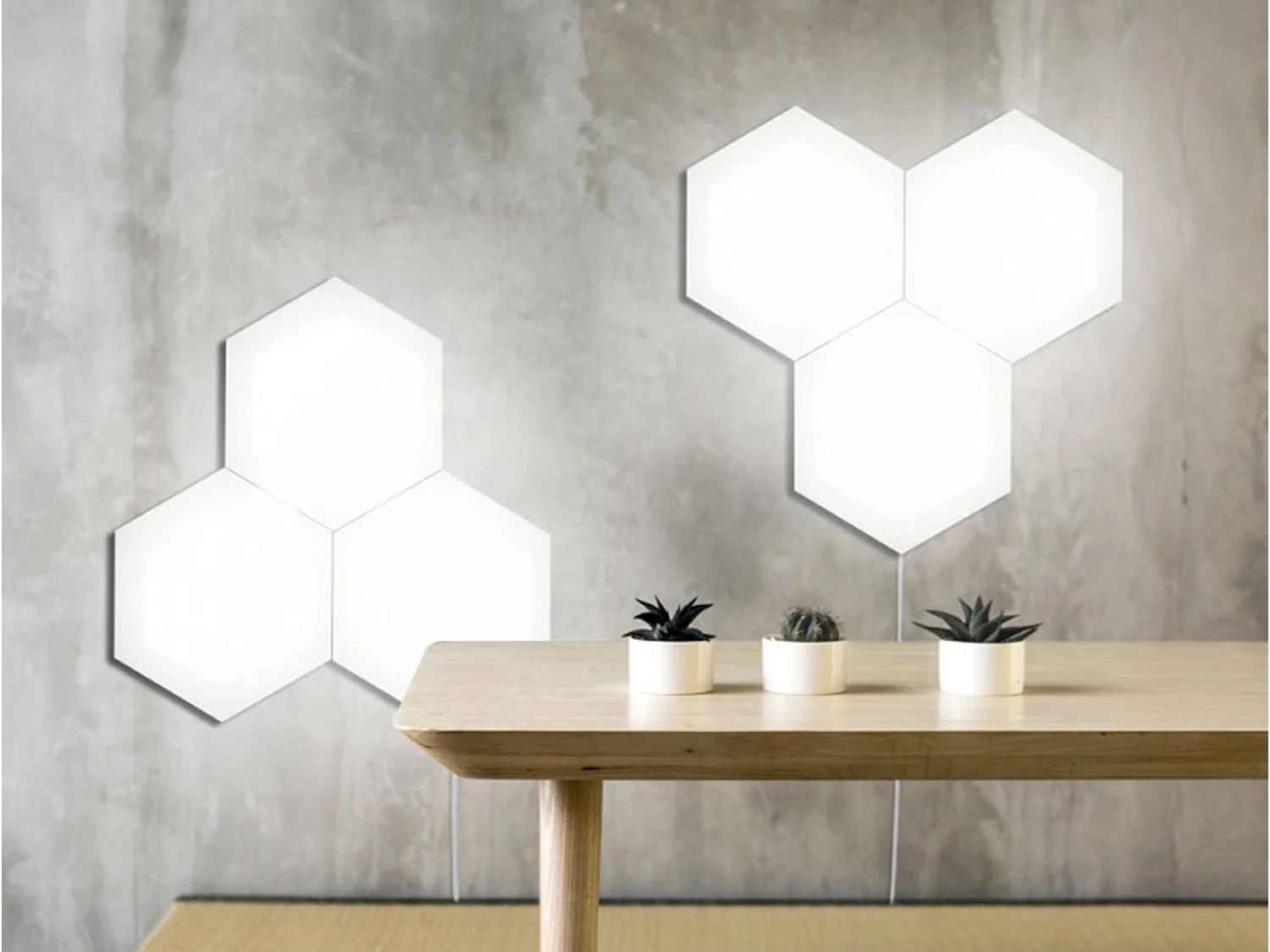 Base LED 3.5W enlazable hexagonal luz blanca neutra 16x18cm
