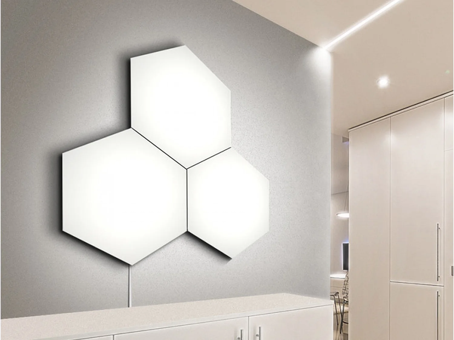 Base LED 10W enlazable hexagonal luz blanca neutra 32x37cm