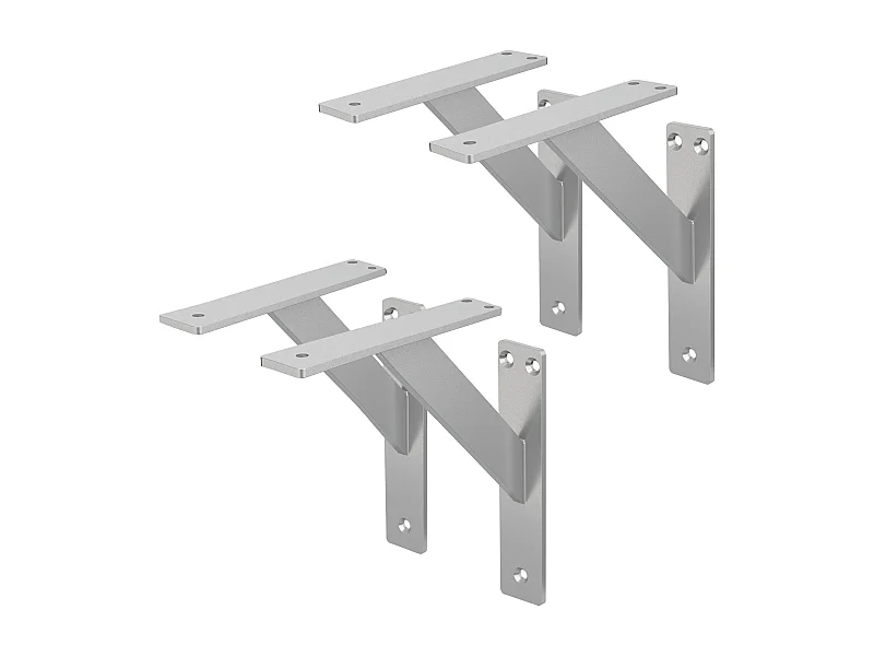 4x Staffa per mensola argento 180 mm alluminio reggimensola galleggianti a muro