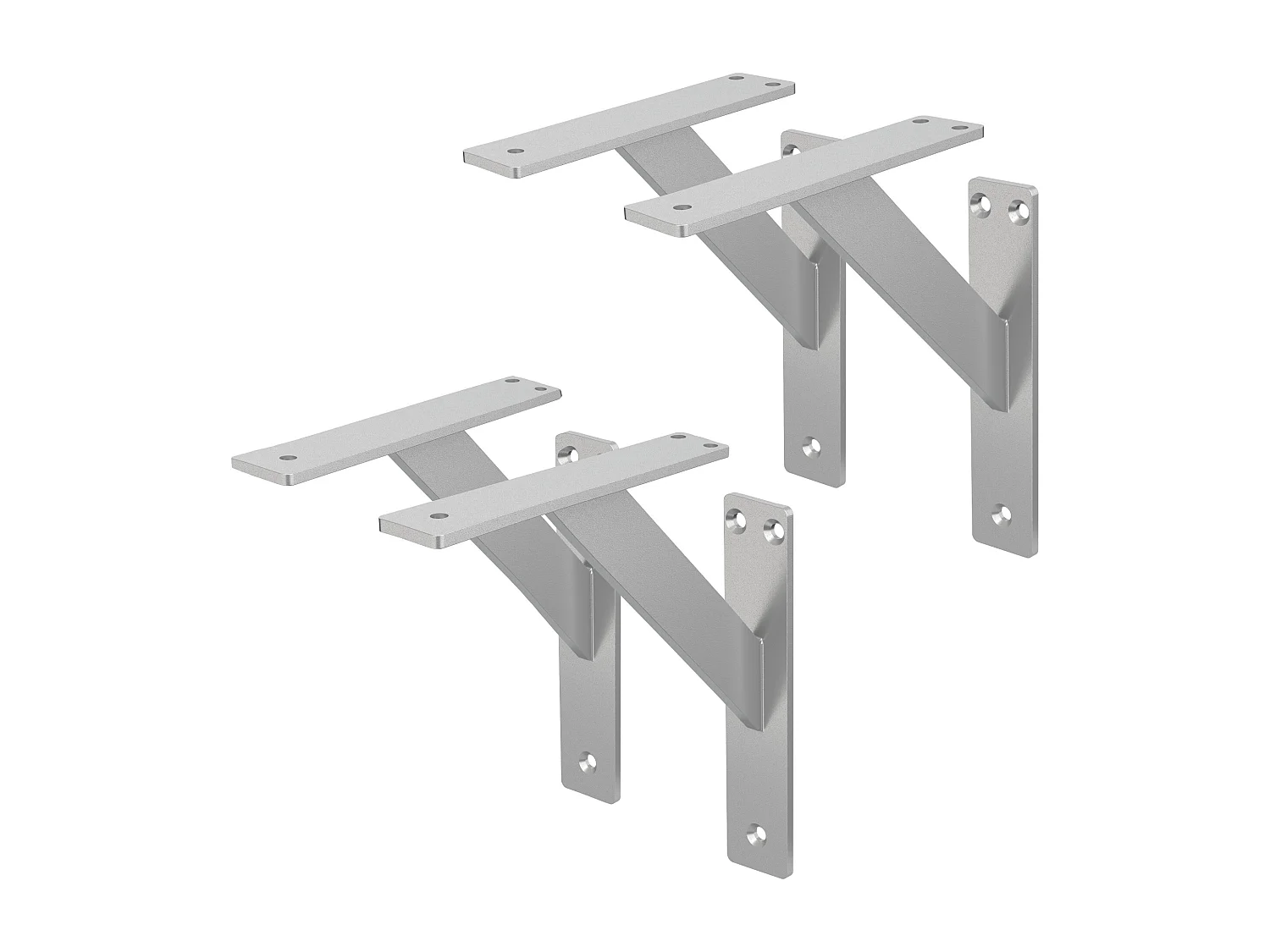 4x Staffa per mensola argento 180 mm alluminio reggimensola galleggianti a muro