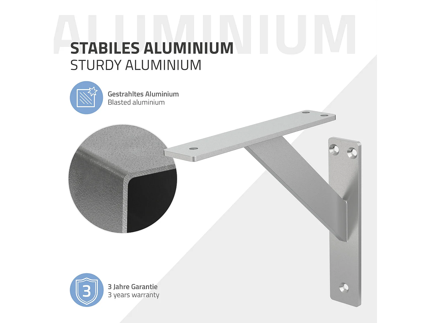 4x Staffa per mensola argento 180 mm alluminio reggimensola galleggianti a muro